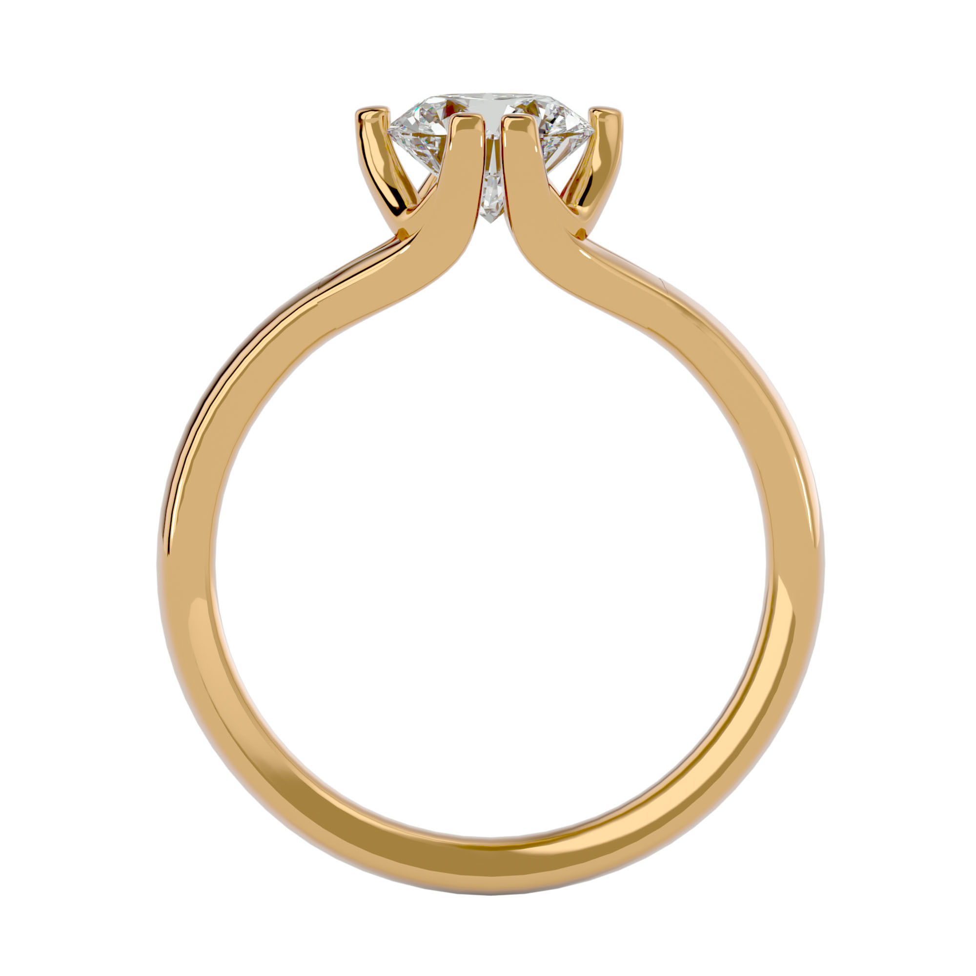 Single Round diamond Women solitaire ring with 360 View 3D print model_5