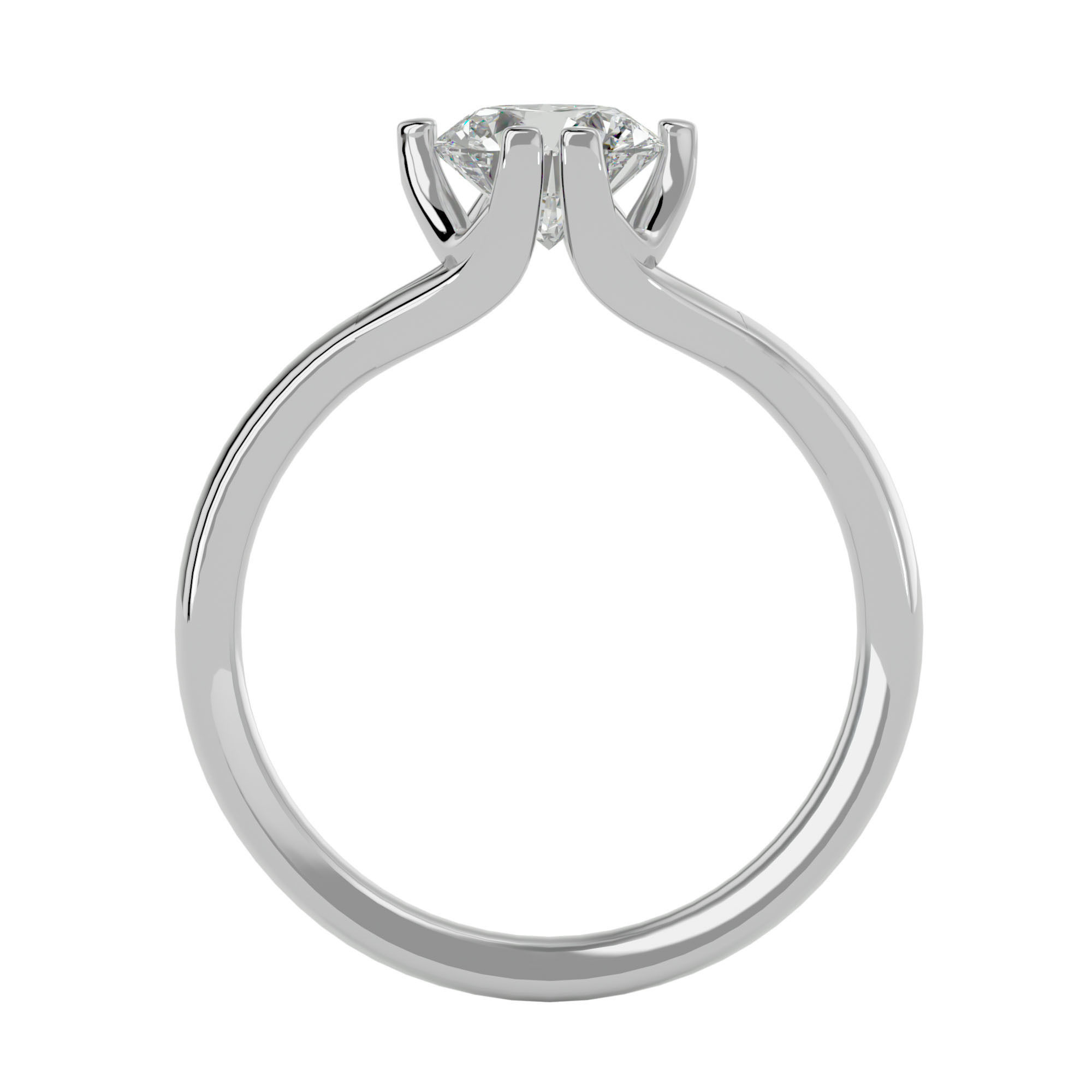 Single Round diamond Women solitaire ring with 360 View 3D print model_4