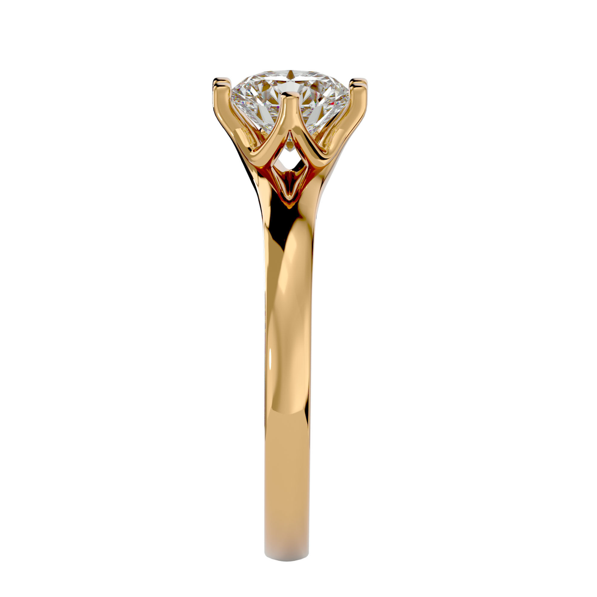 Single Round diamond Women solitaire ring with 360 View 3D print model_7