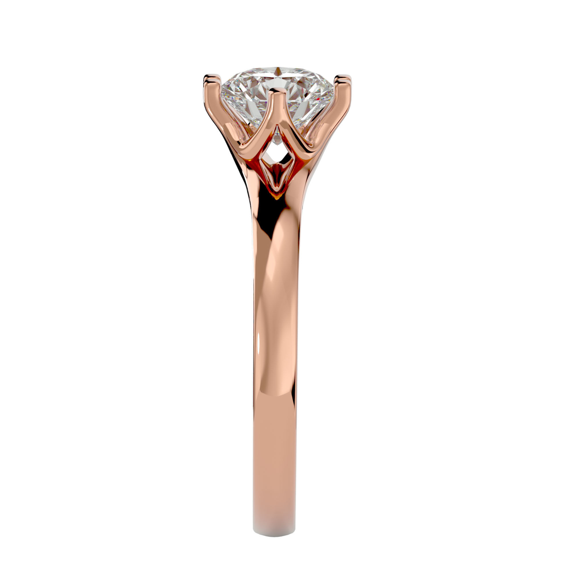 Single Round diamond Women solitaire ring with 360 View 3D print model_8