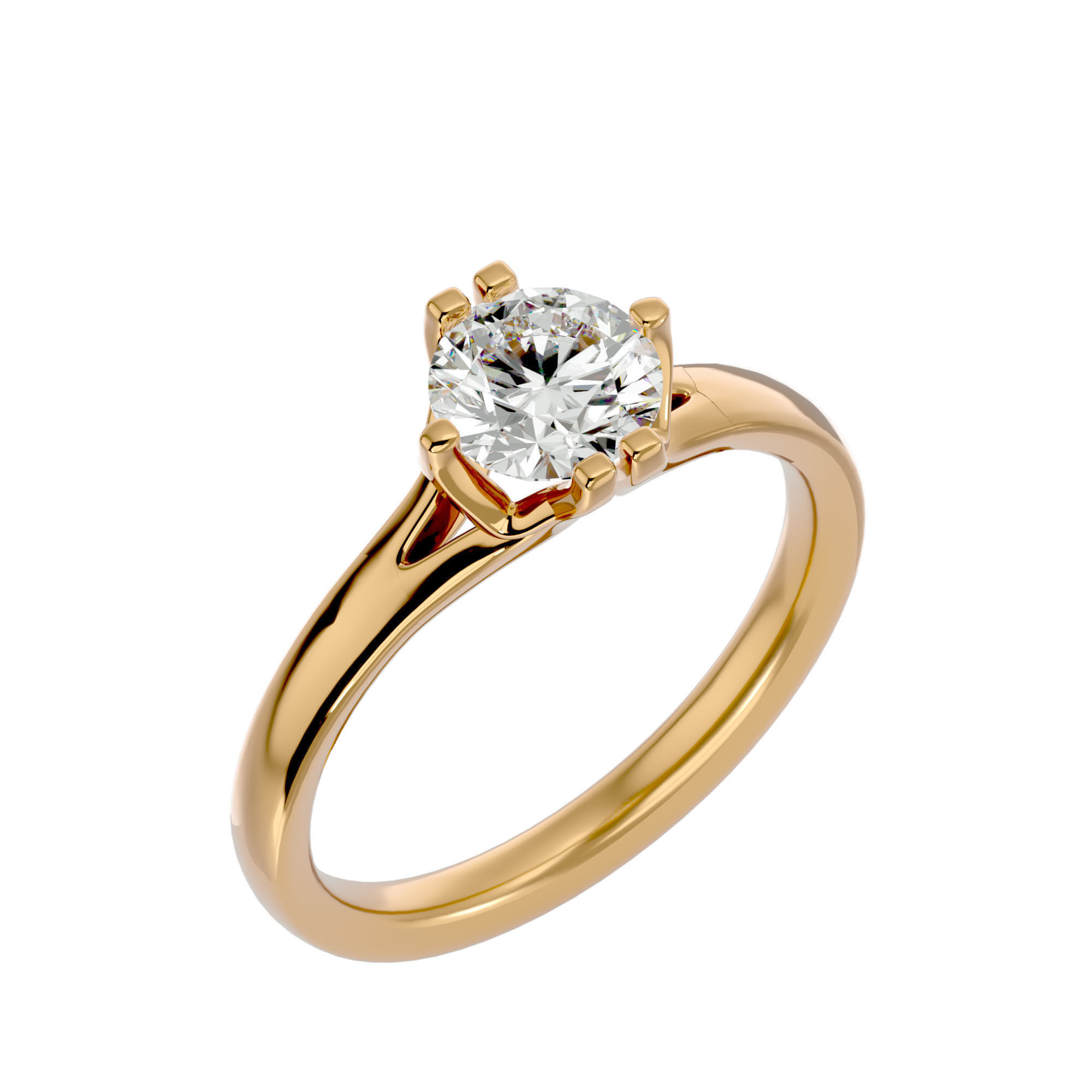 Single Round diamond Women solitaire ring with 360 View 3D print model_11