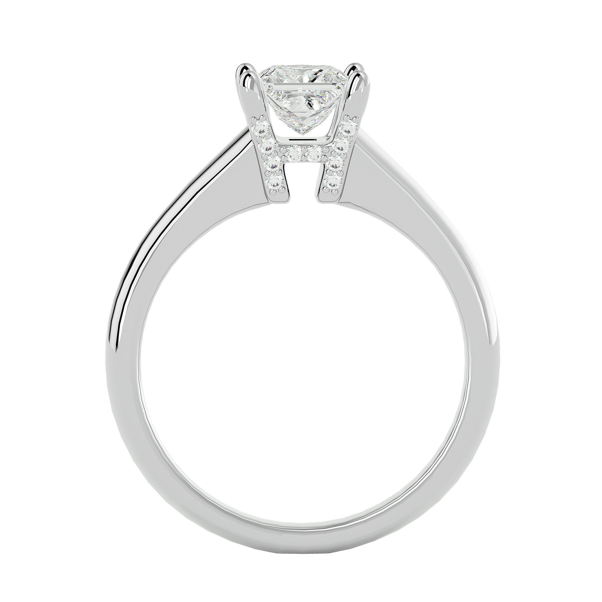 Single Princess diamond Women solitaire ring with 360 View 3D print model_3