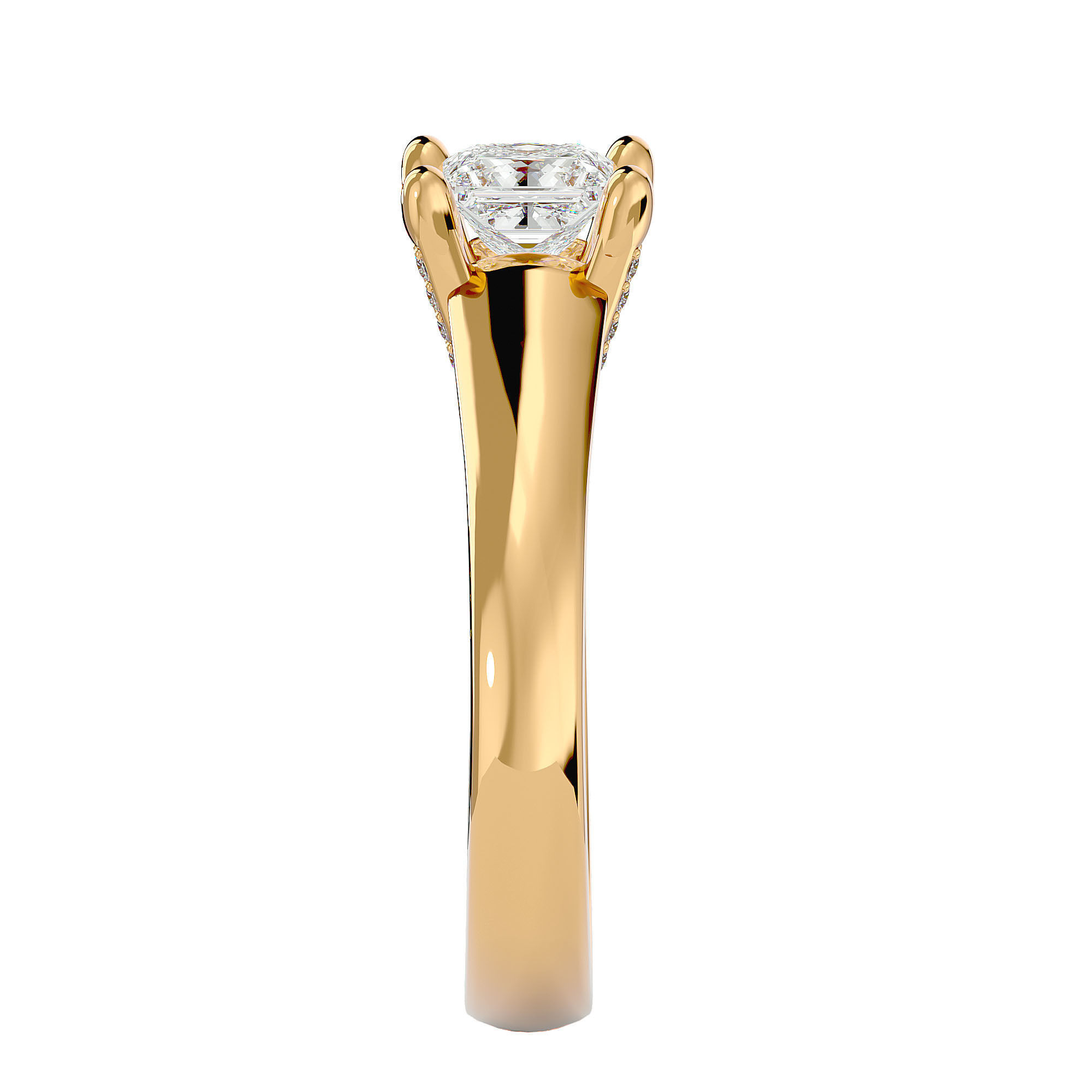 Single Princess diamond Women solitaire ring with 360 View 3D print model_6