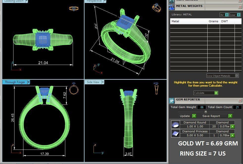 Single Princess diamond Women solitaire ring with 360 View 3D print model_12
