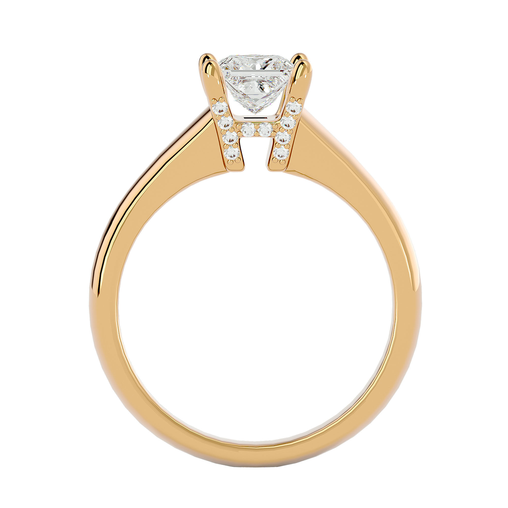 Single Princess diamond Women solitaire ring with 360 View 3D print model_4