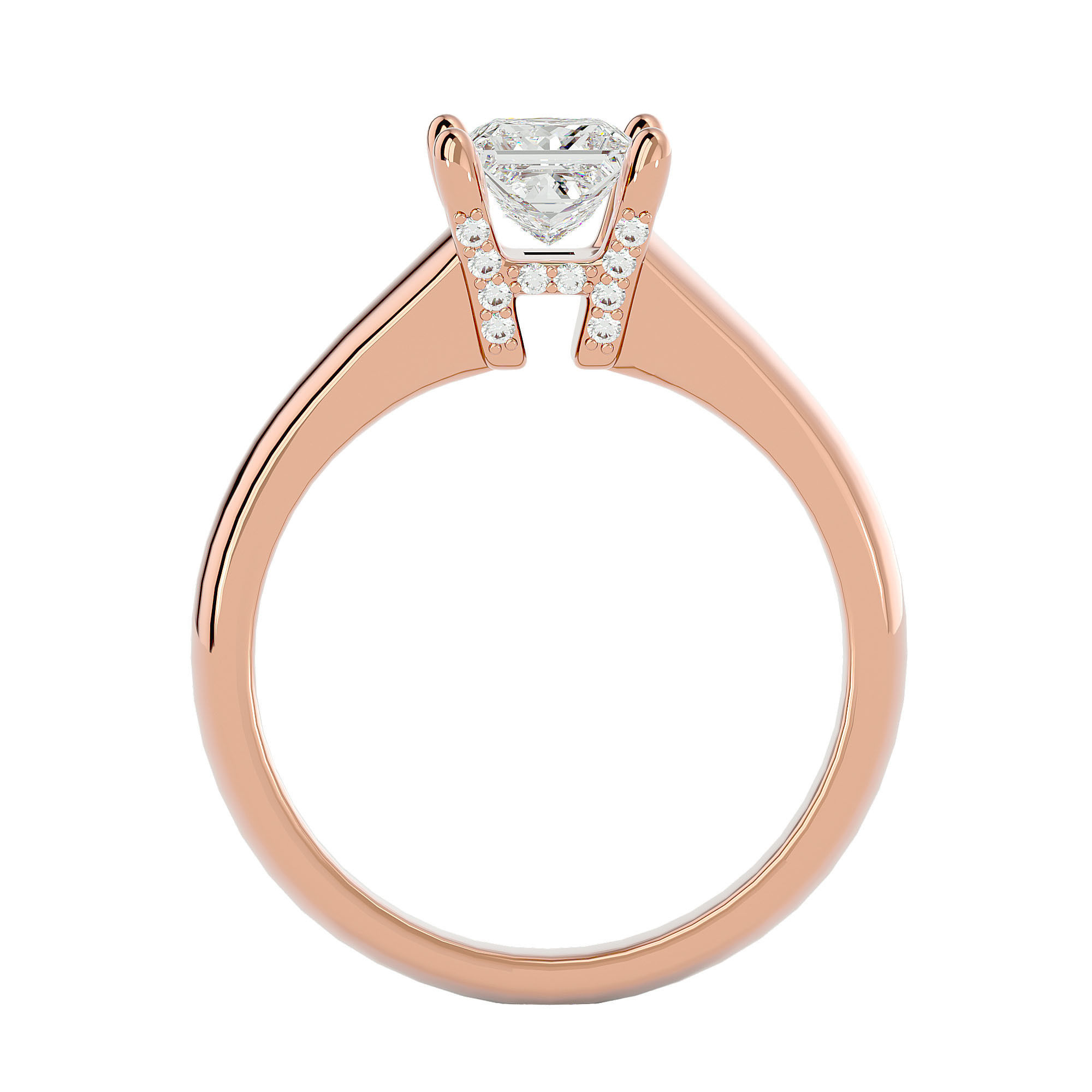 Single Princess diamond Women solitaire ring with 360 View 3D print model_5