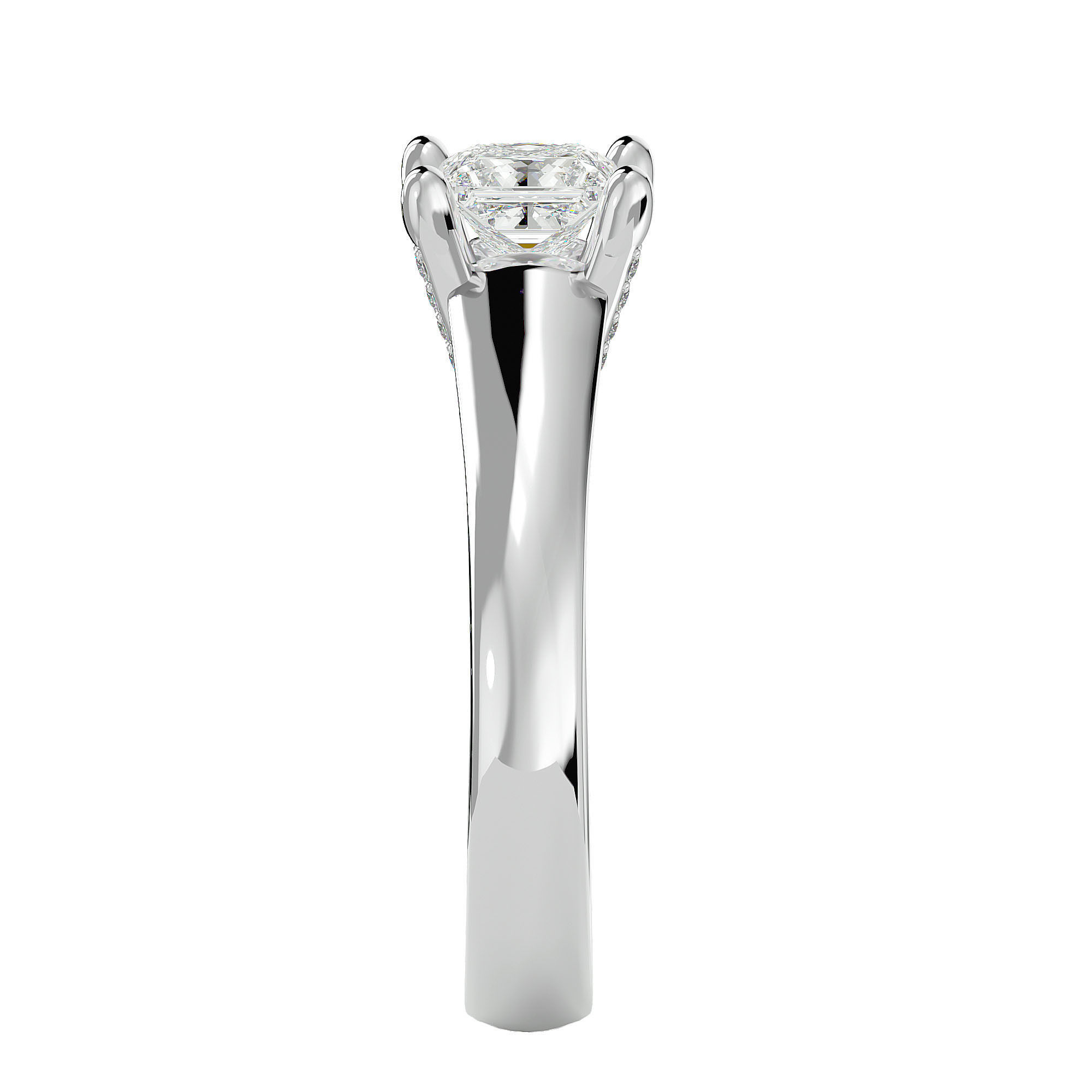 Single Princess diamond Women solitaire ring with 360 View 3D print model_8