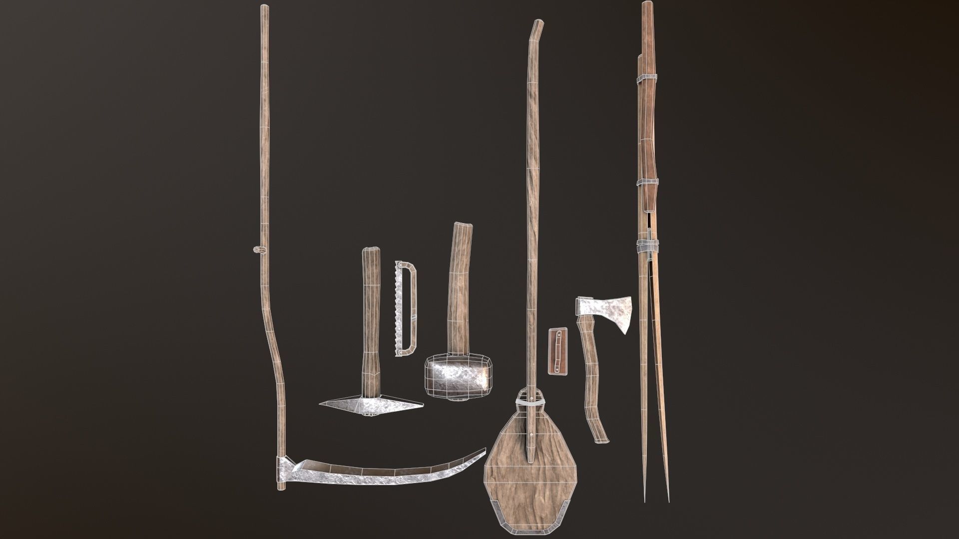 sets of medieval old instruments 3D Model Collection_6