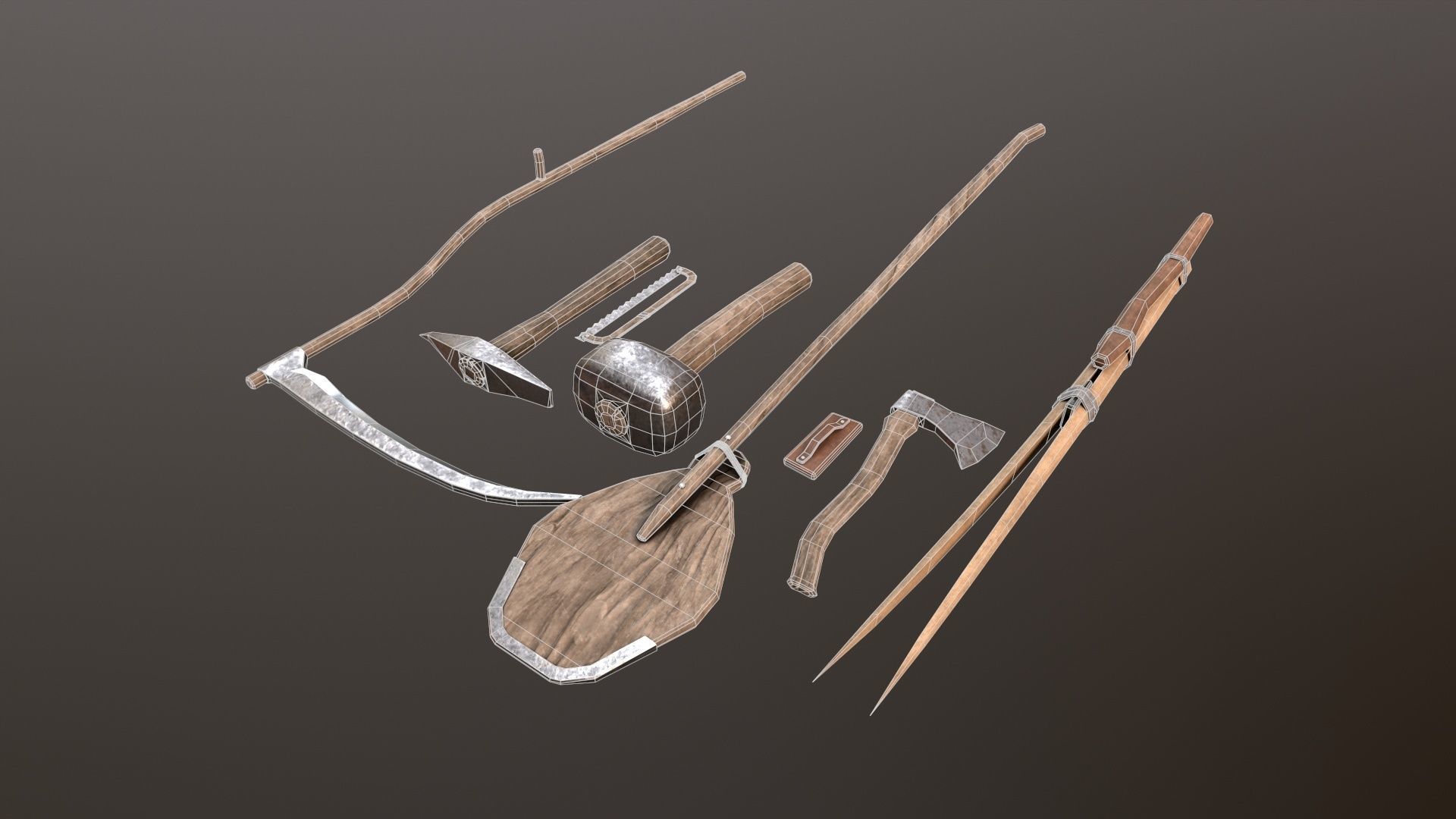 sets of medieval old instruments 3D Model Collection_13