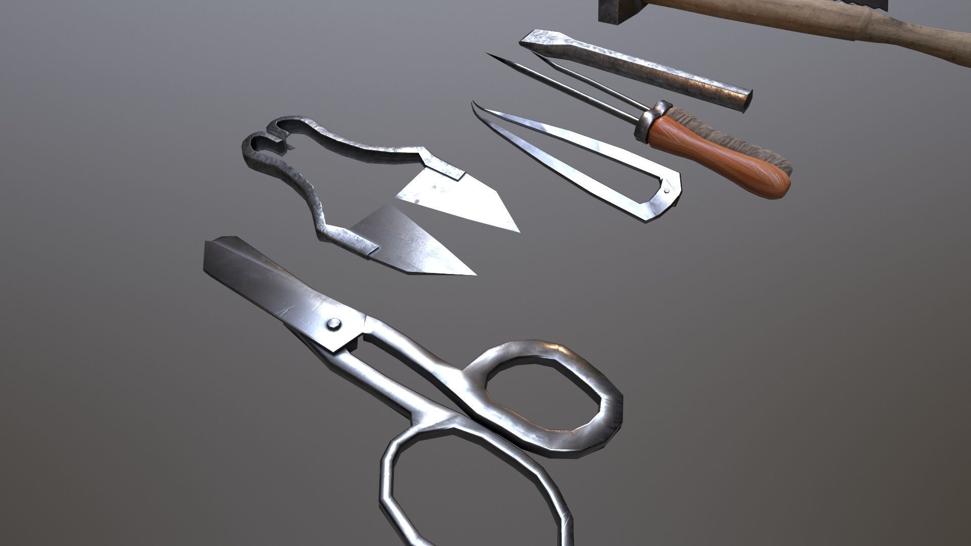 sets of medieval old instruments 3D Model Collection_30