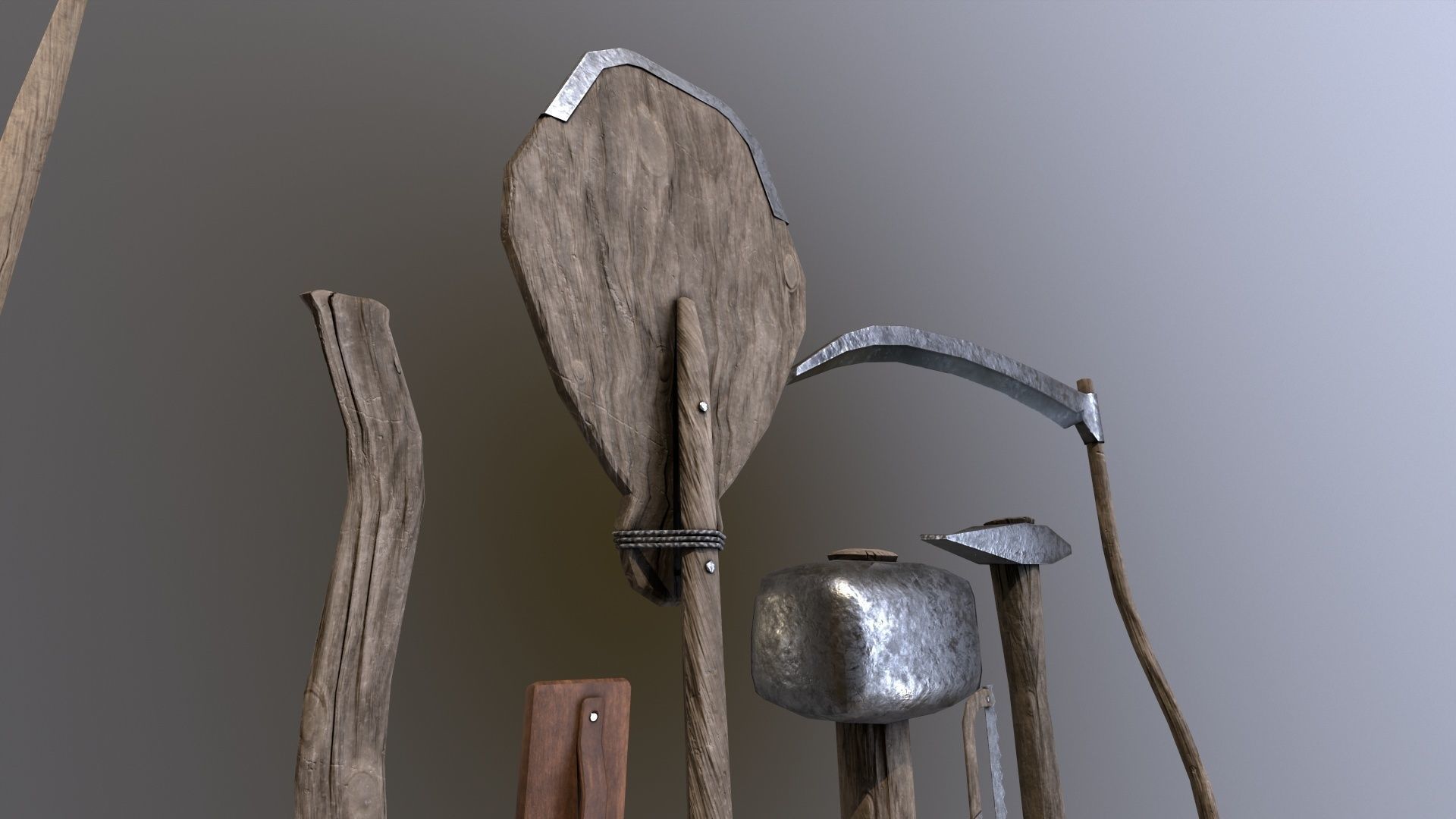 sets of medieval old instruments 3D Model Collection_14