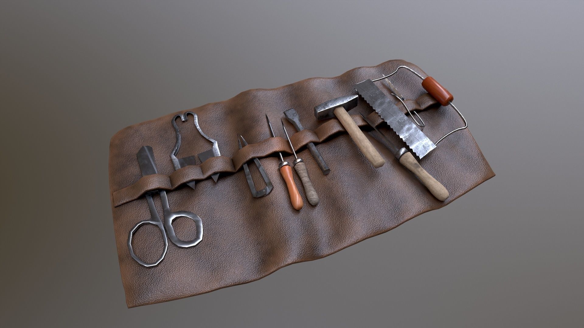 sets of medieval old instruments 3D Model Collection_33