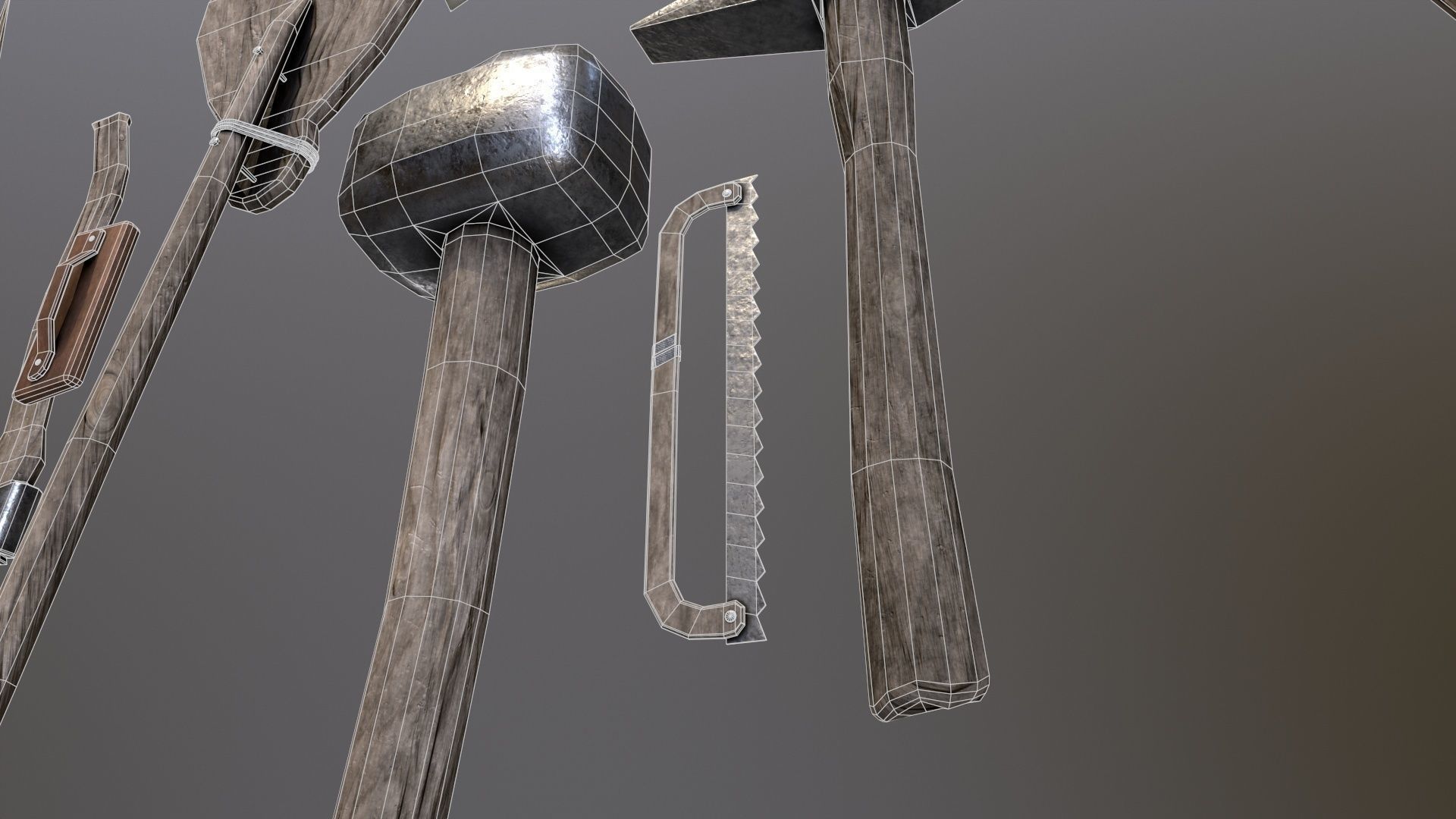 sets of medieval old instruments 3D Model Collection_22