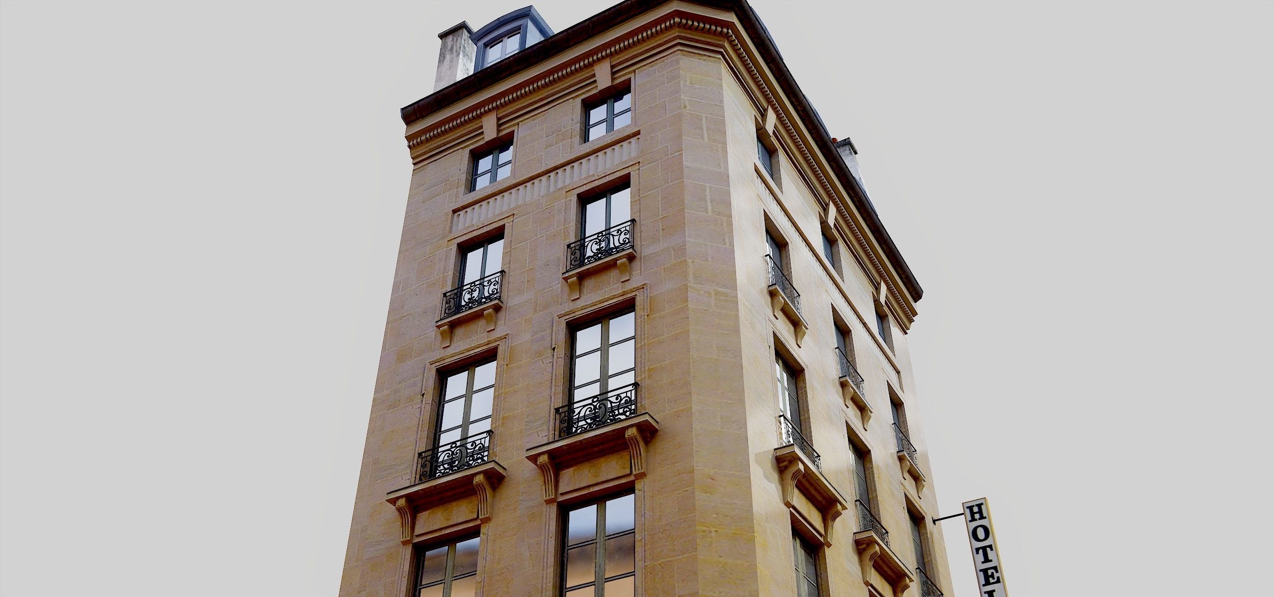 Parisian building with shop Low-poly 3D model_4