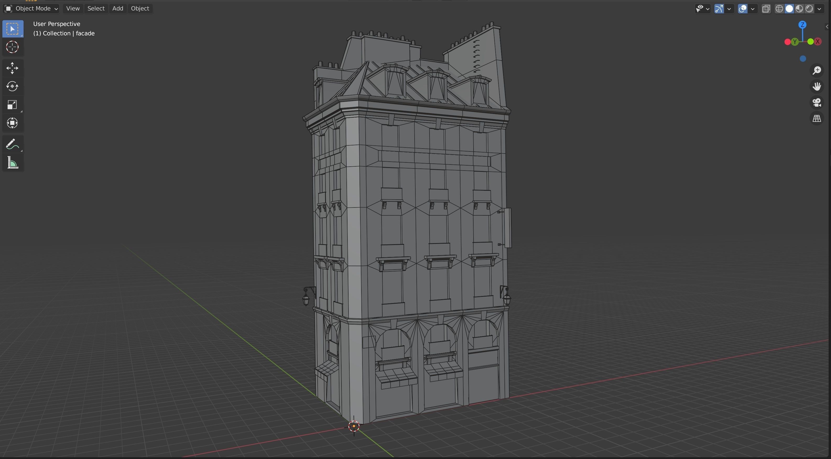 Parisian building with shop Low-poly 3D model_8