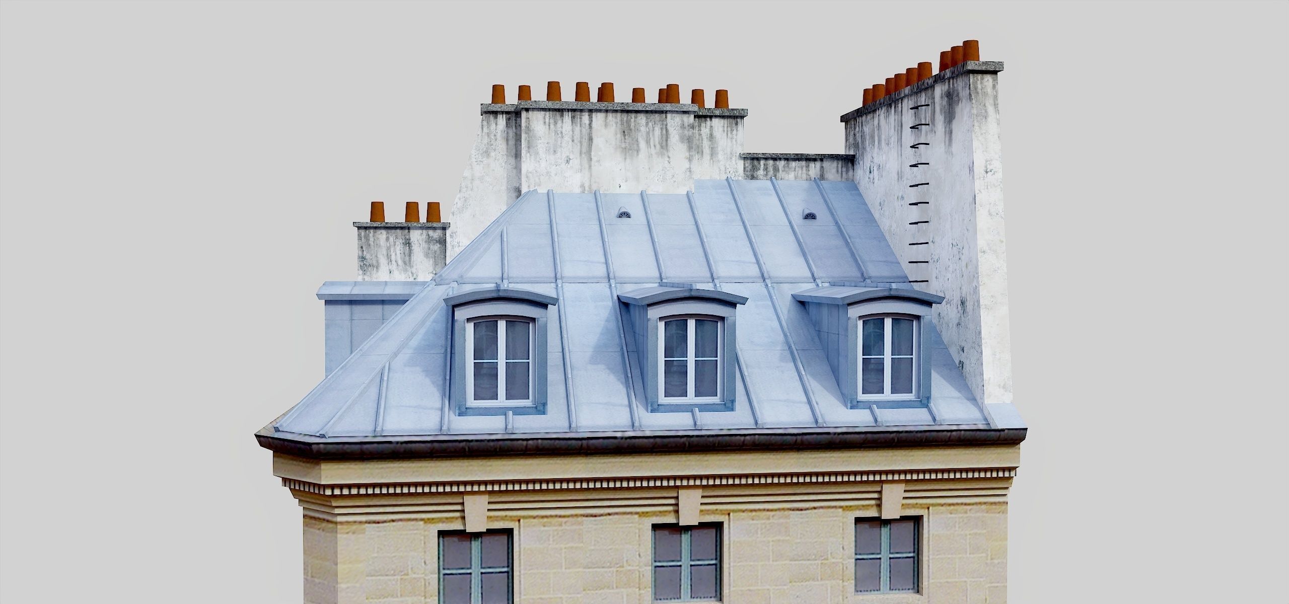 Parisian building with shop Low-poly 3D model_3
