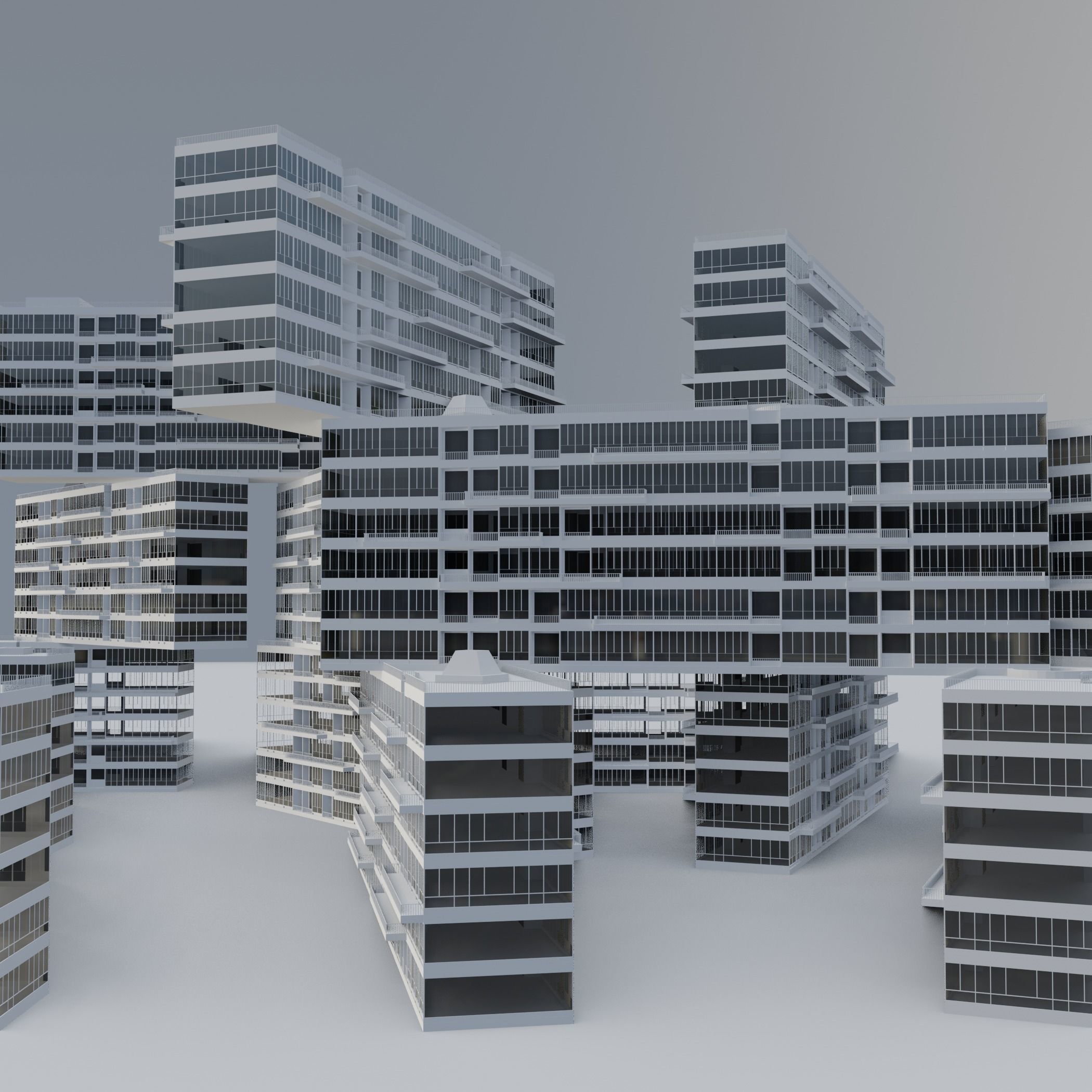 interlace modern office building 3D model_7