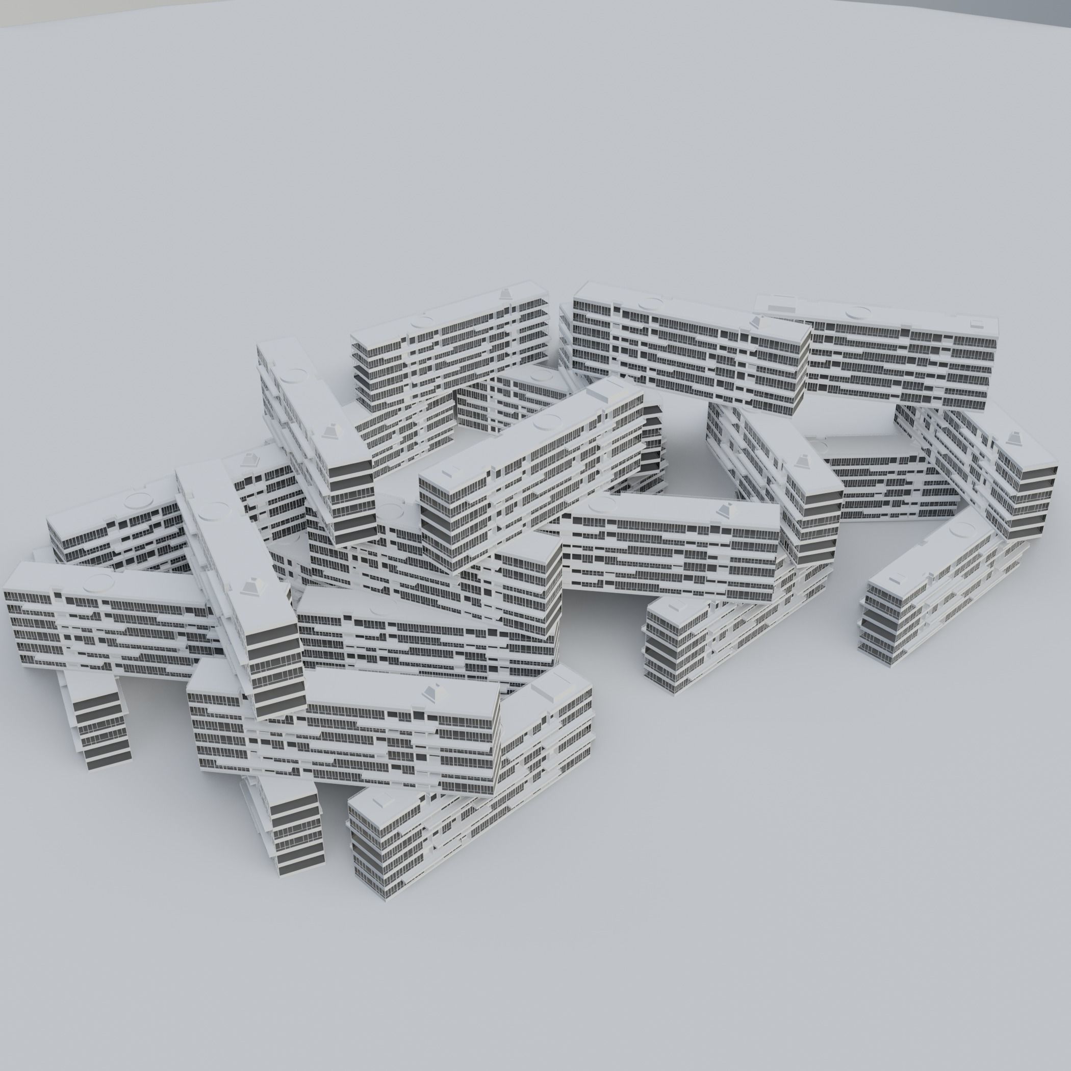 interlace modern office building 3D model_1