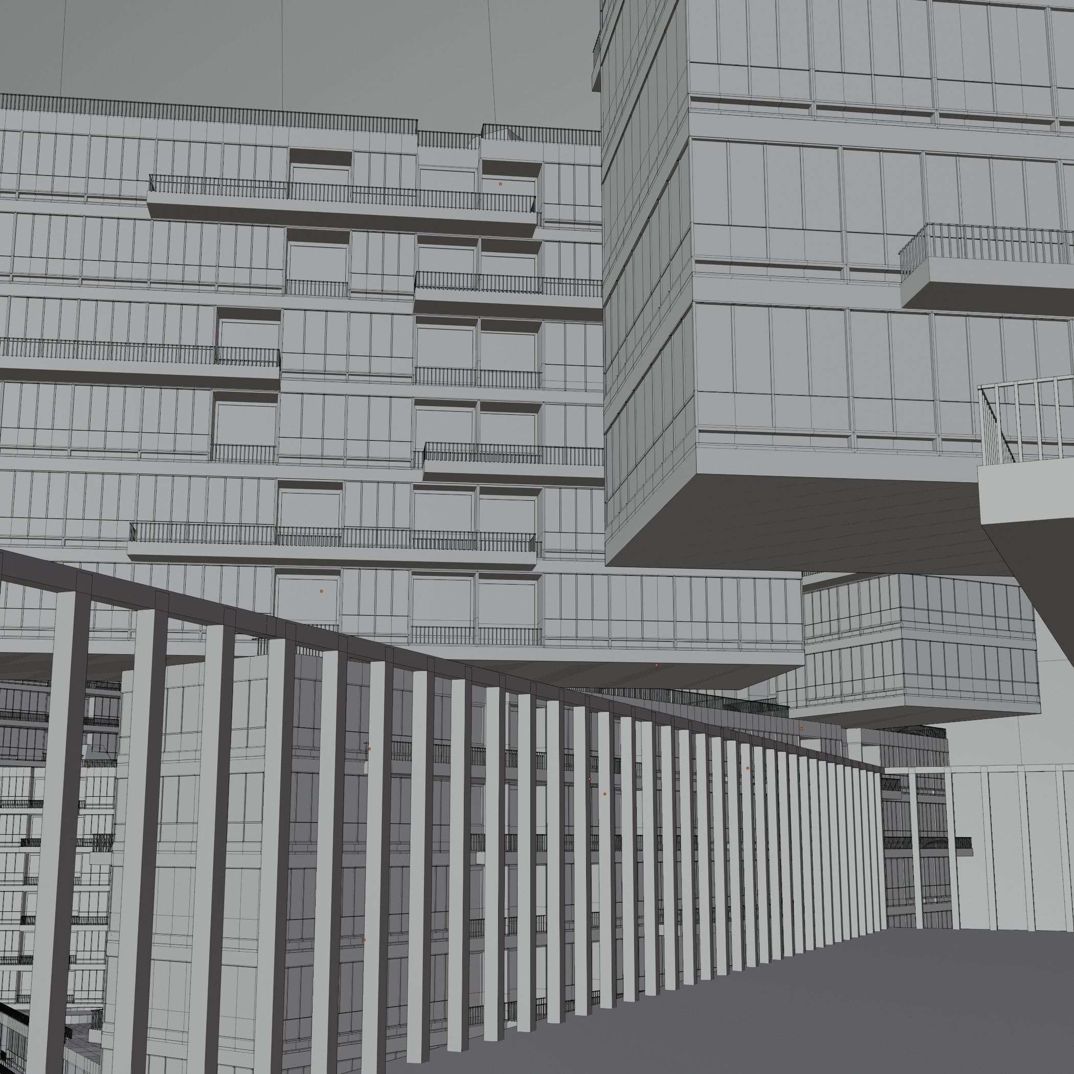 interlace modern office building 3D model_4