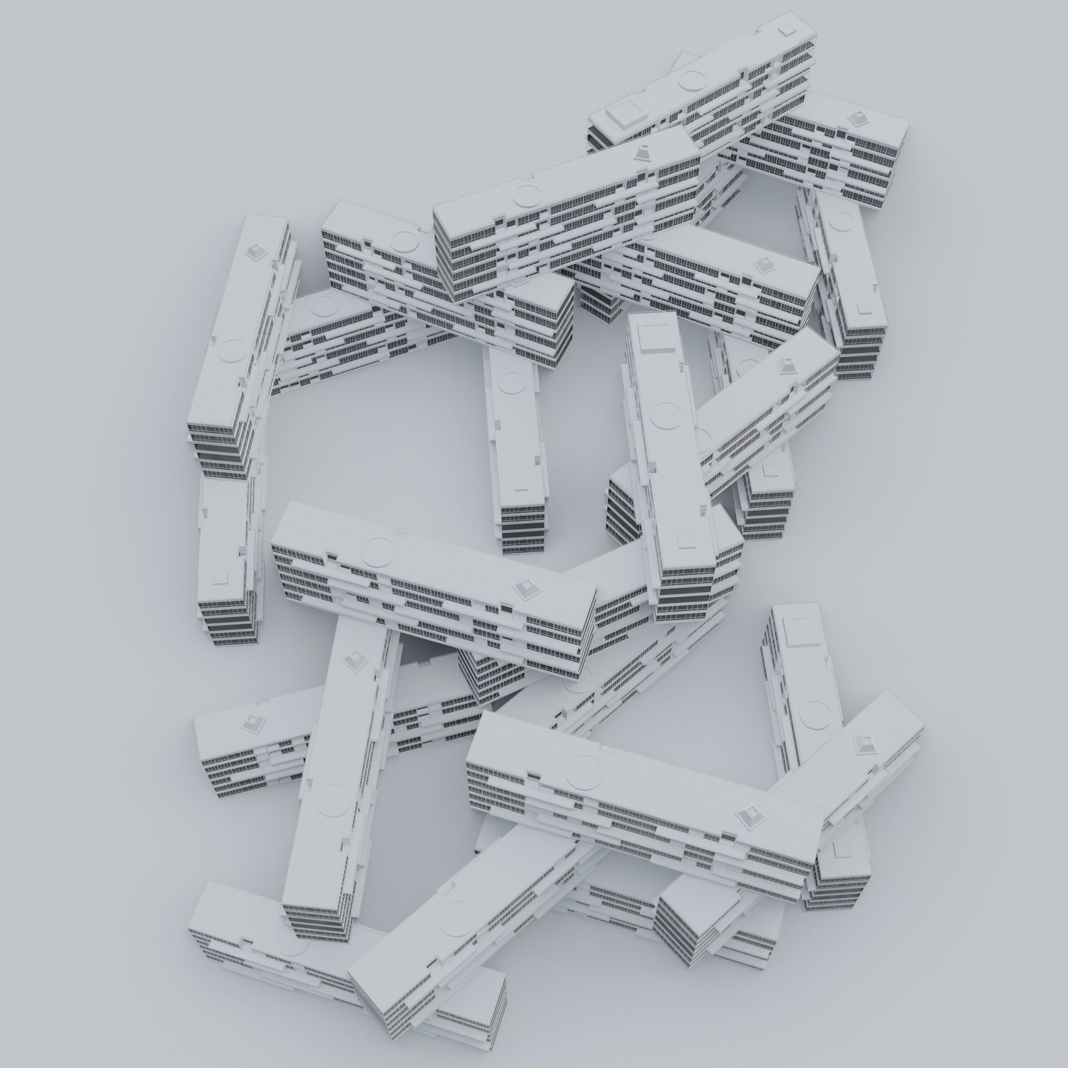 interlace modern office building 3D model_2