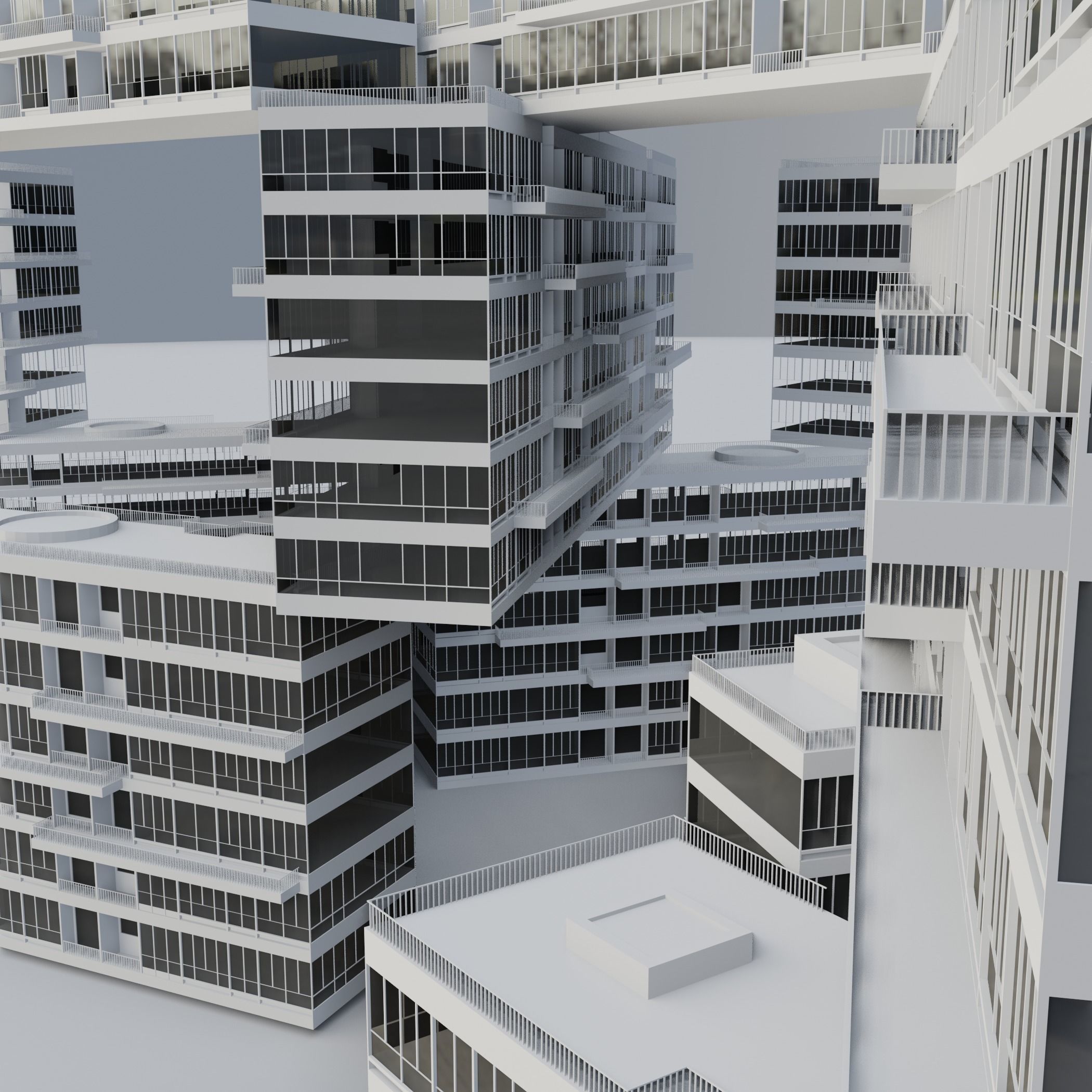interlace modern office building 3D model_14