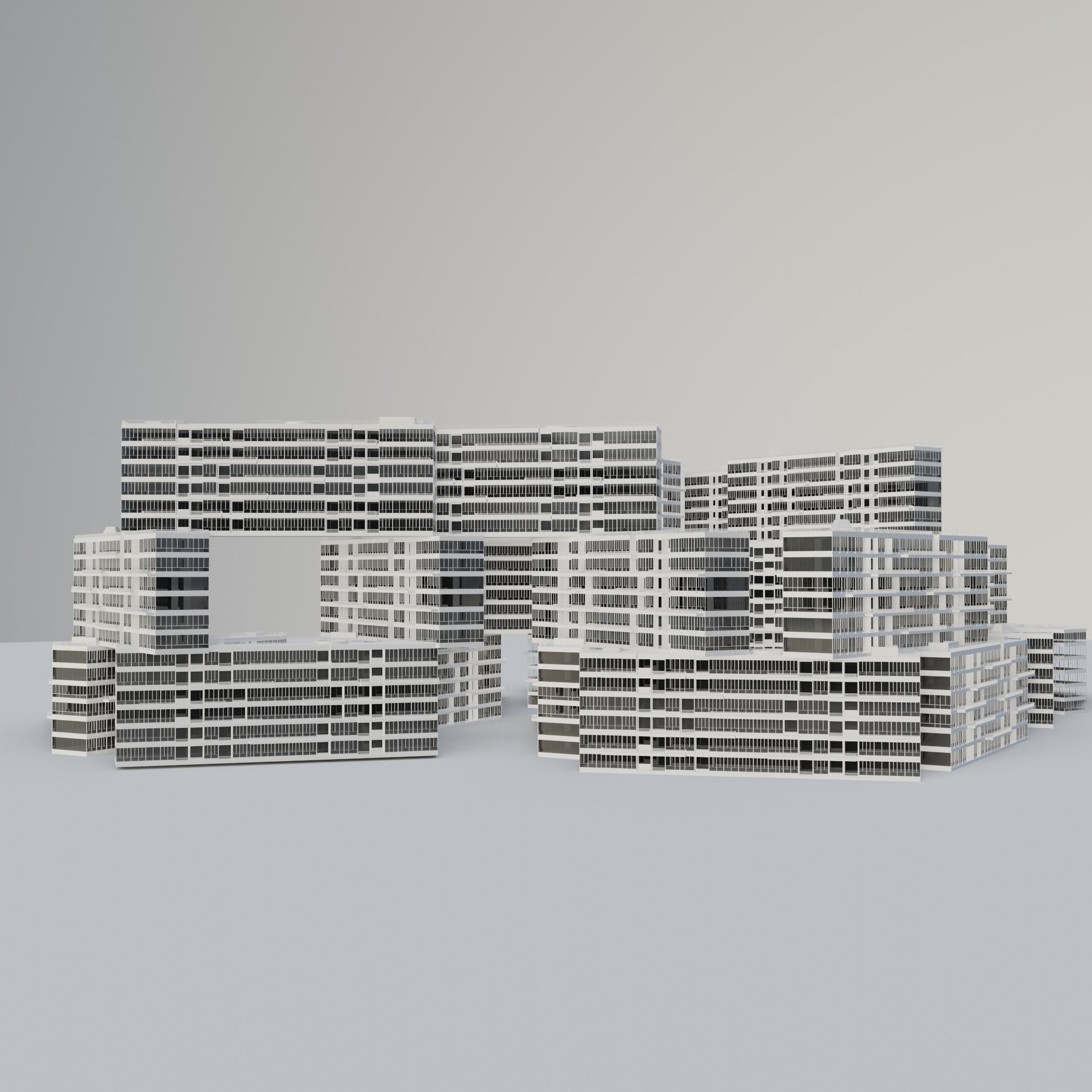interlace modern office building 3D model_8
