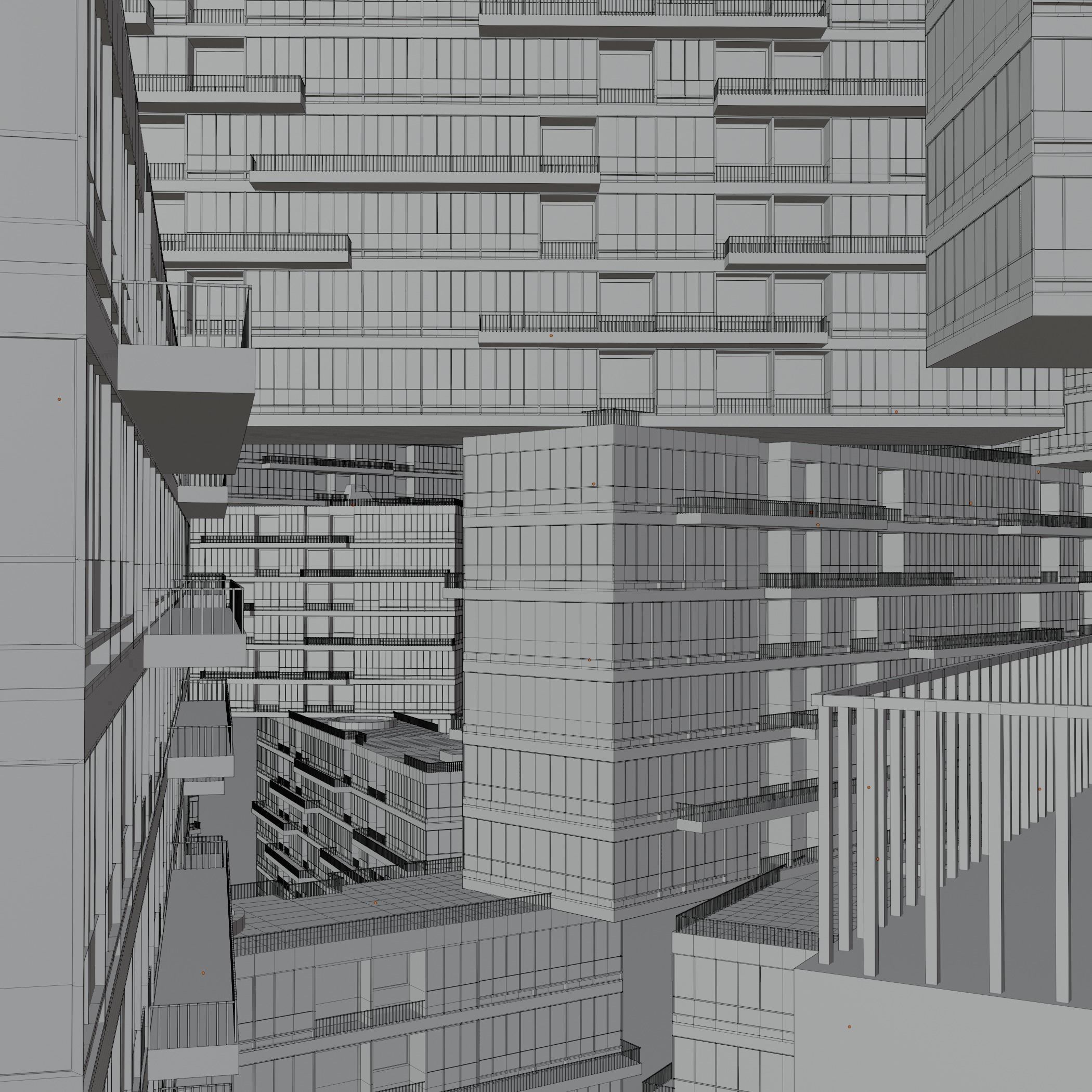 interlace modern office building 3D model_10