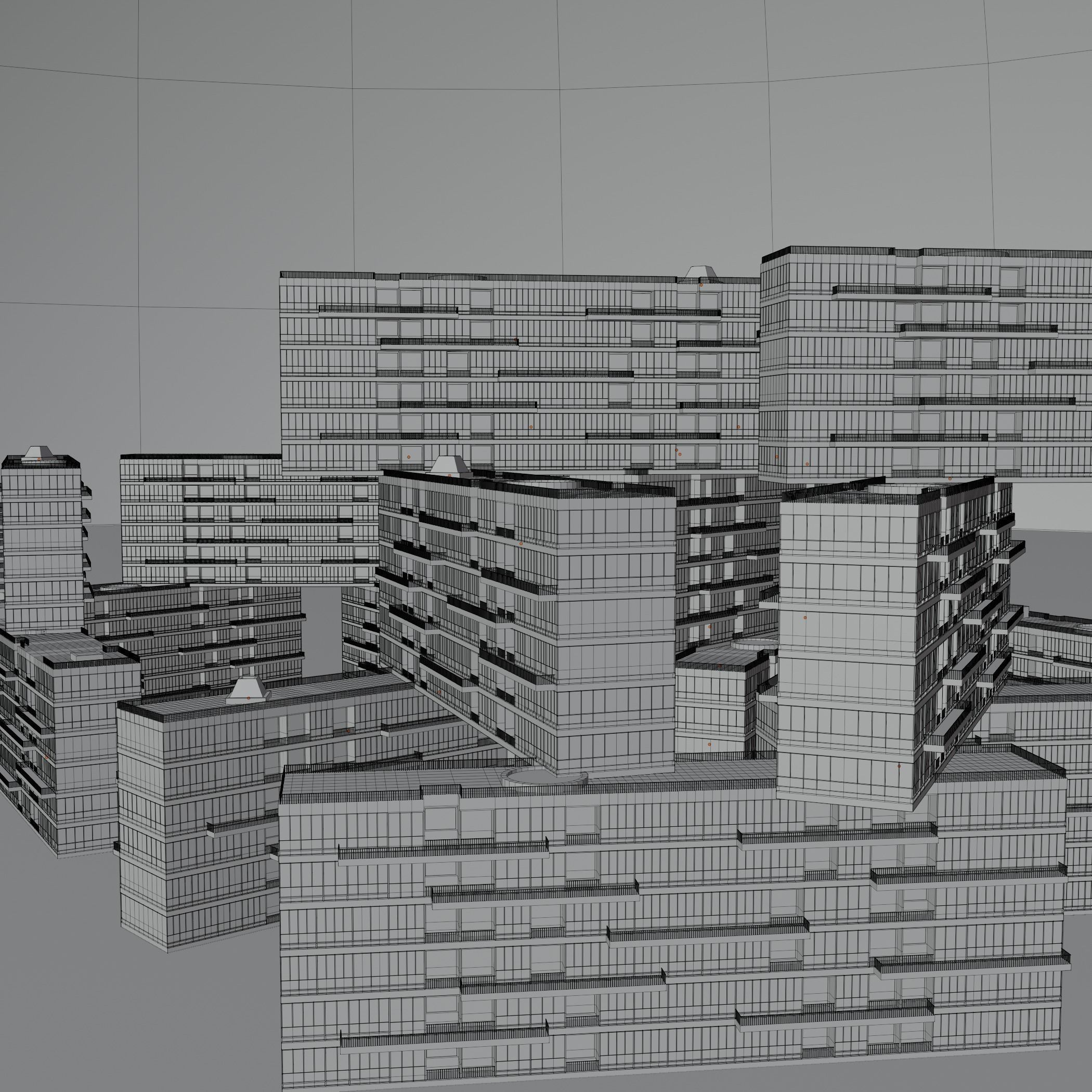 interlace modern office building 3D model_15