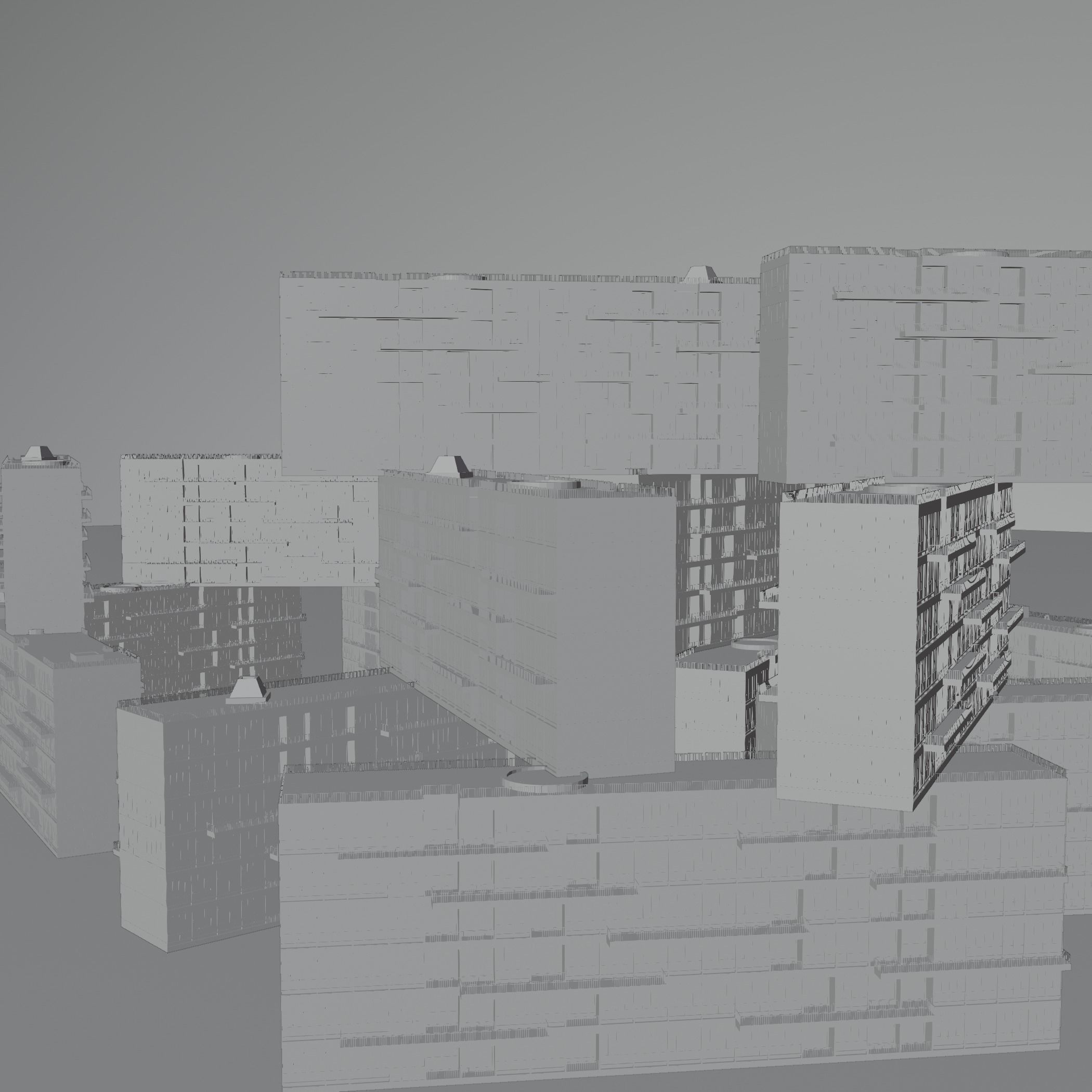 interlace modern office building 3D model_11