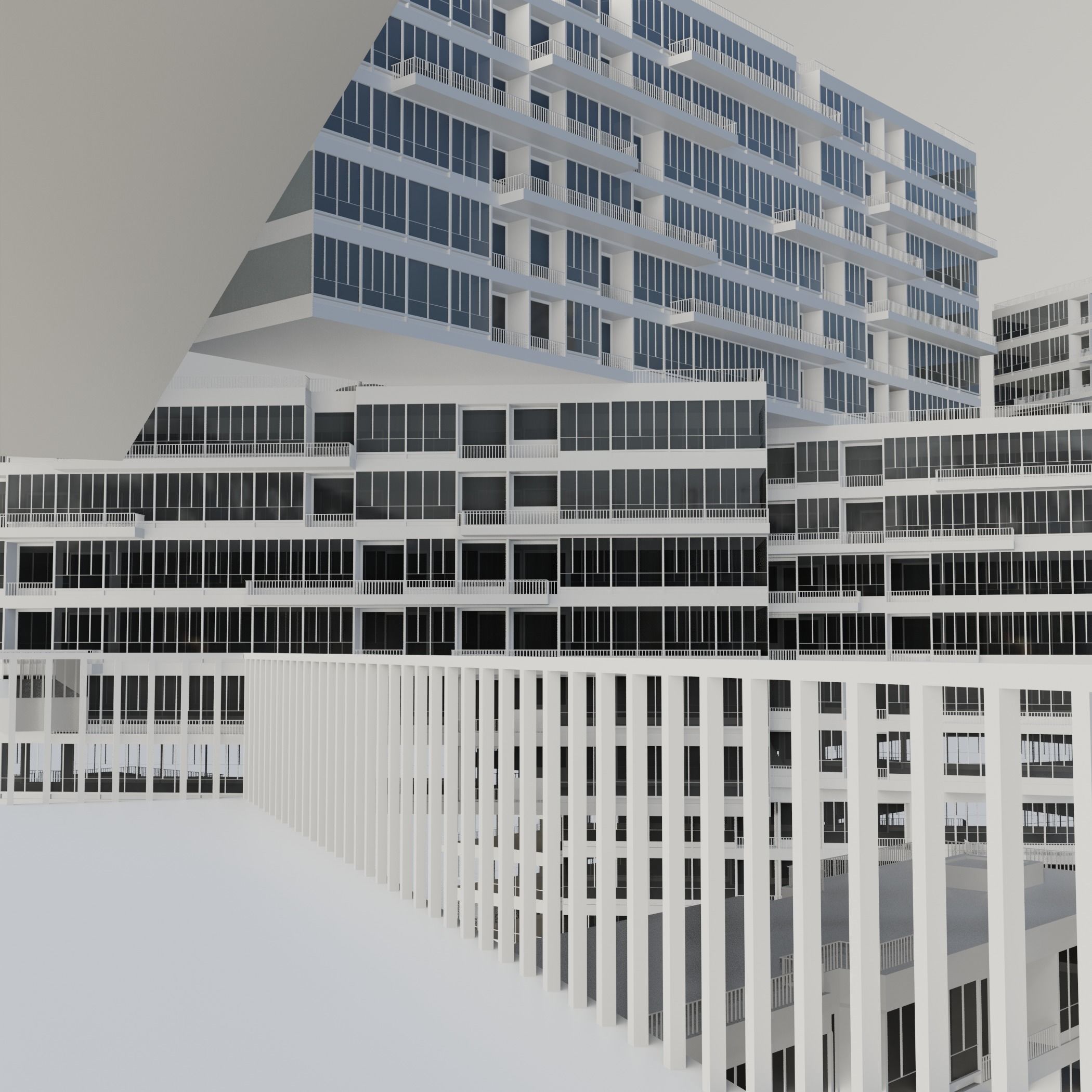 interlace modern office building 3D model_5
