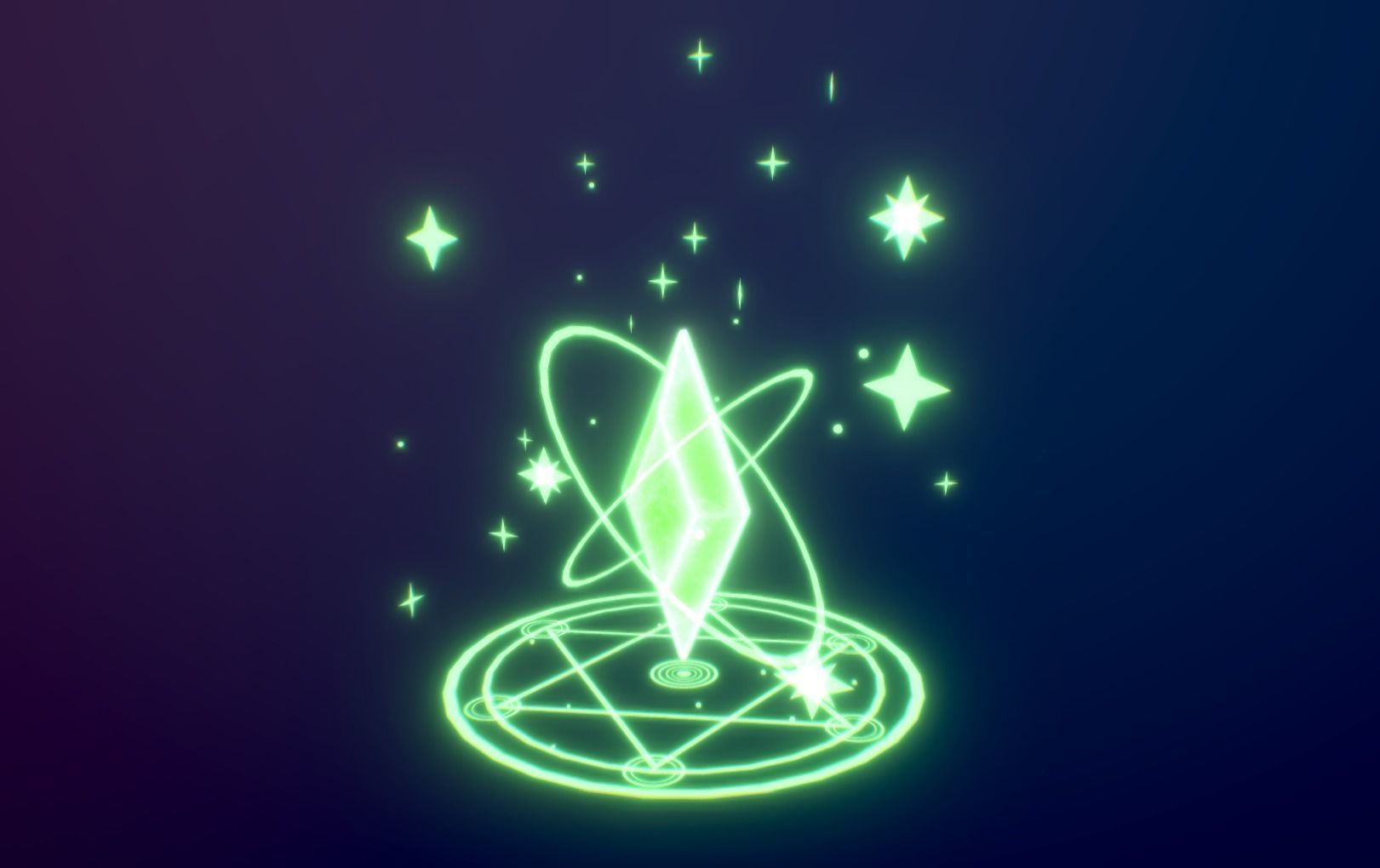 Magic Crystal Animated Low-poly 3D model_1