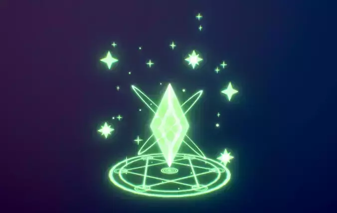Magic Crystal Animated Low-poly 3D model