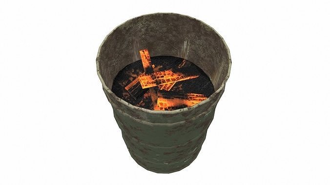 Barrel Fire Low Poly Low-poly 3D model