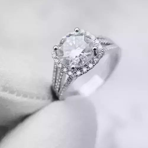 3DM Format White gold halo ring jewellery design