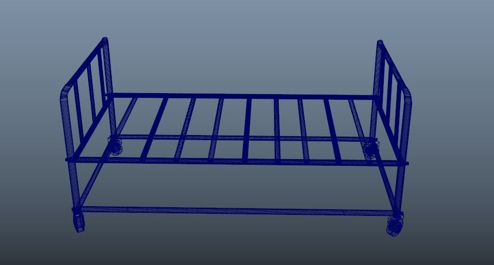 bed frame Free low-poly 3D model_1