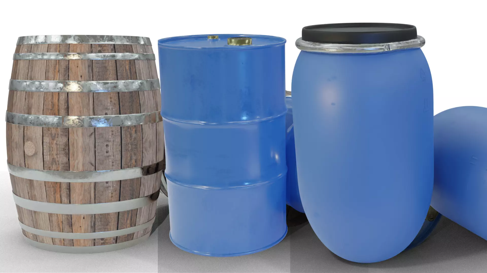 3 Barrel Pack 3D Model Collection_0