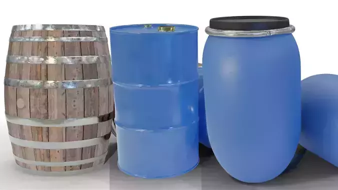 3 Barrel Pack 3D Model Collection