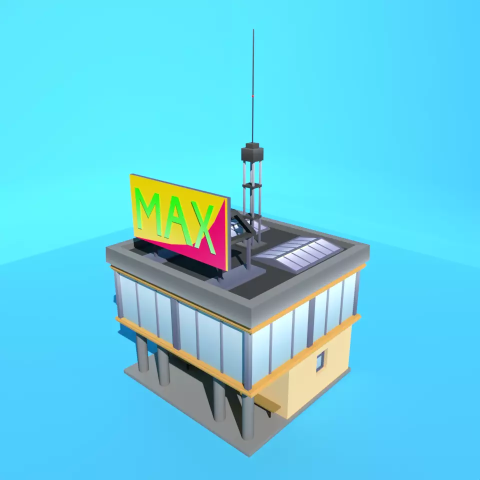 Build House Mini Shop Low-poly Mobile Stylized Cartoon Urban Low-poly 3D model_0