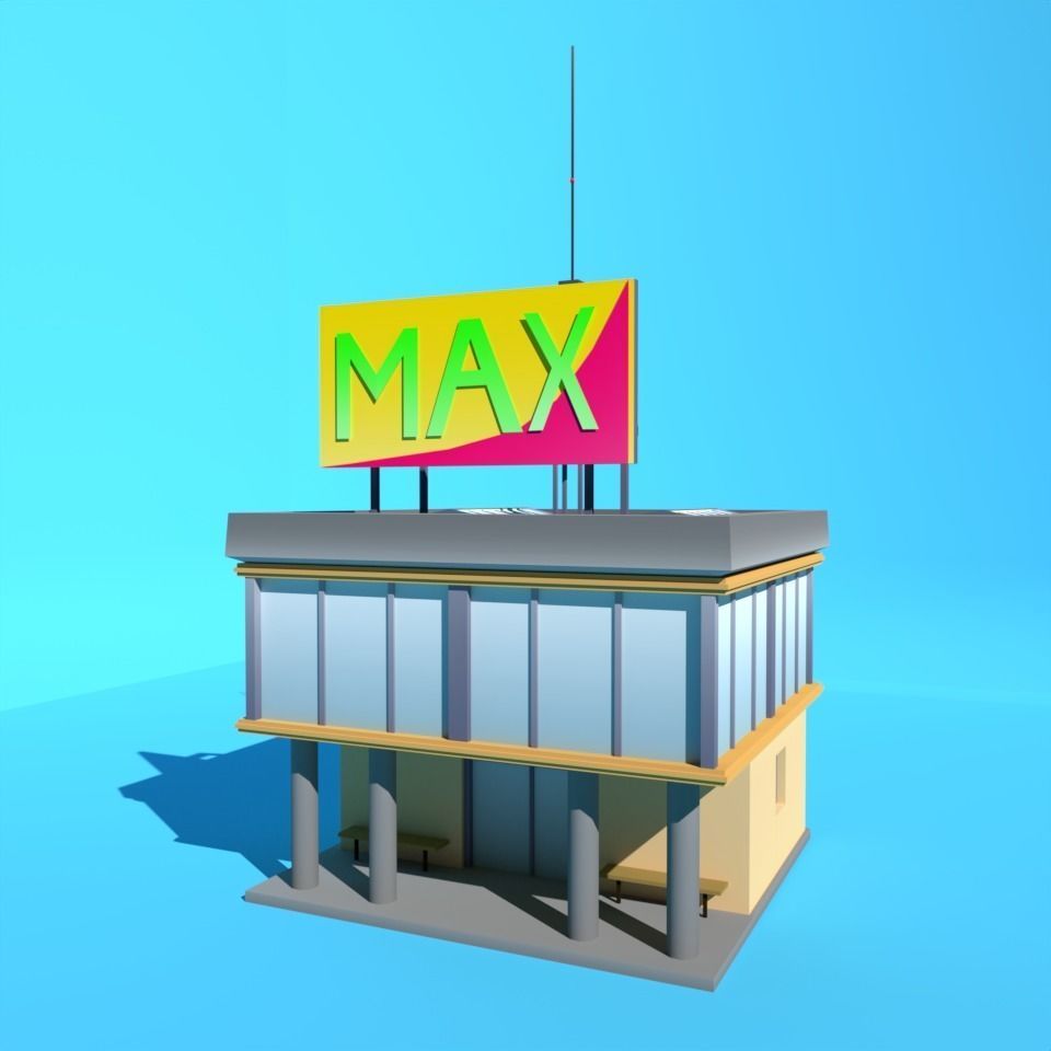 Build House Mini Shop Low-poly Mobile Stylized Cartoon Urban Low-poly 3D model_5