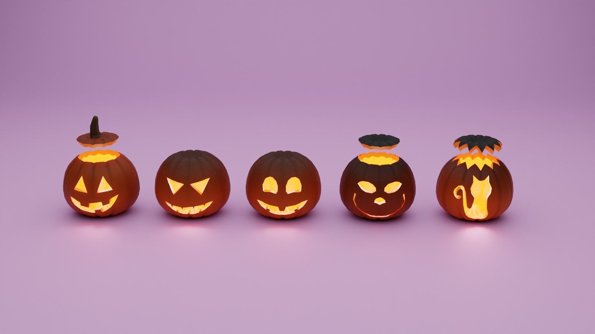 Halloween Pumpkin 3D Low-poly 3D model_7