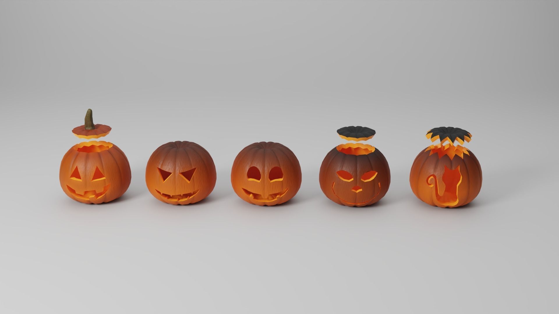 Halloween Pumpkin 3D Low-poly 3D model_3