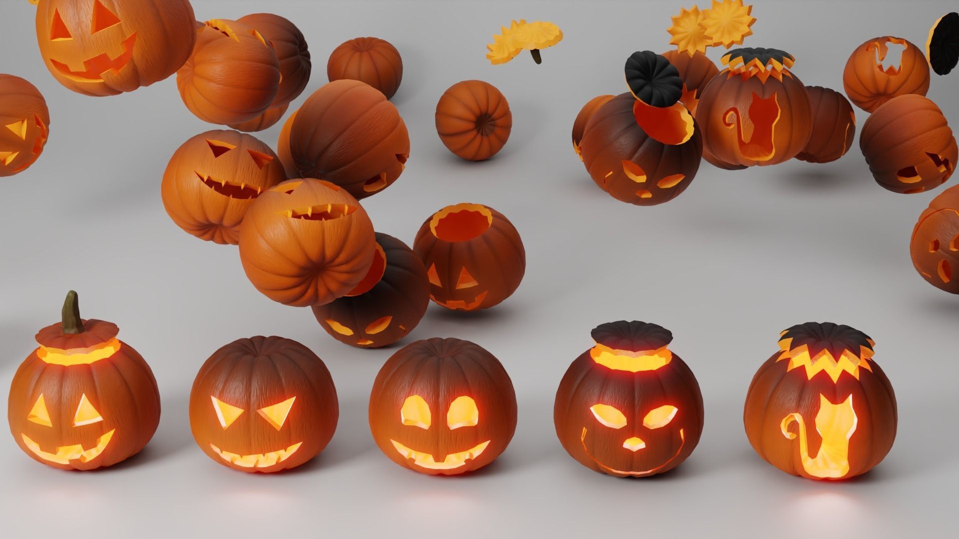 Halloween Pumpkin 3D Low-poly 3D model_4