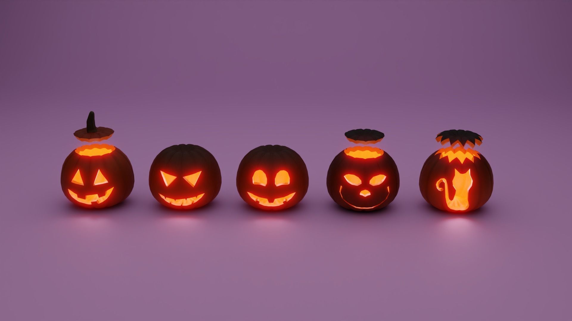 Halloween Pumpkin 3D Low-poly 3D model_8