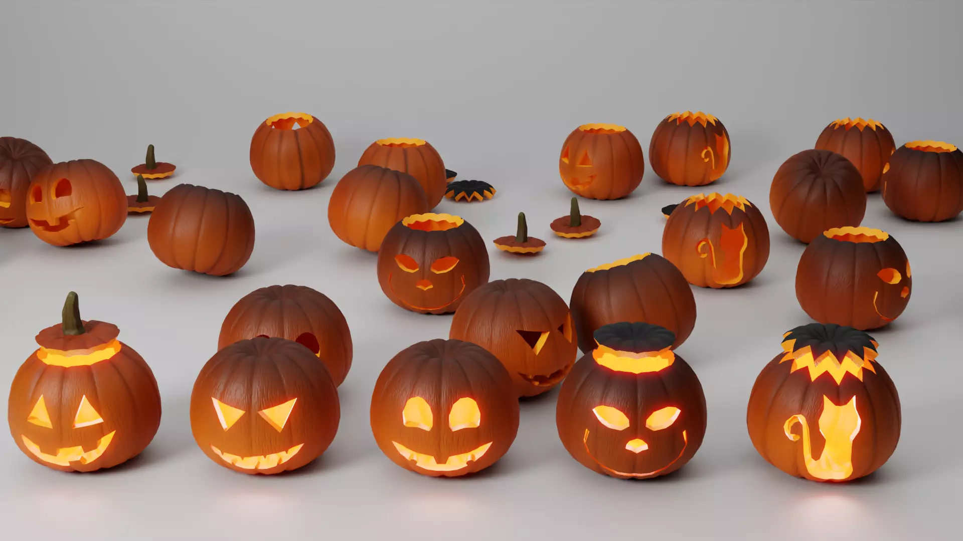 Halloween Pumpkin 3D Low-poly 3D model_0