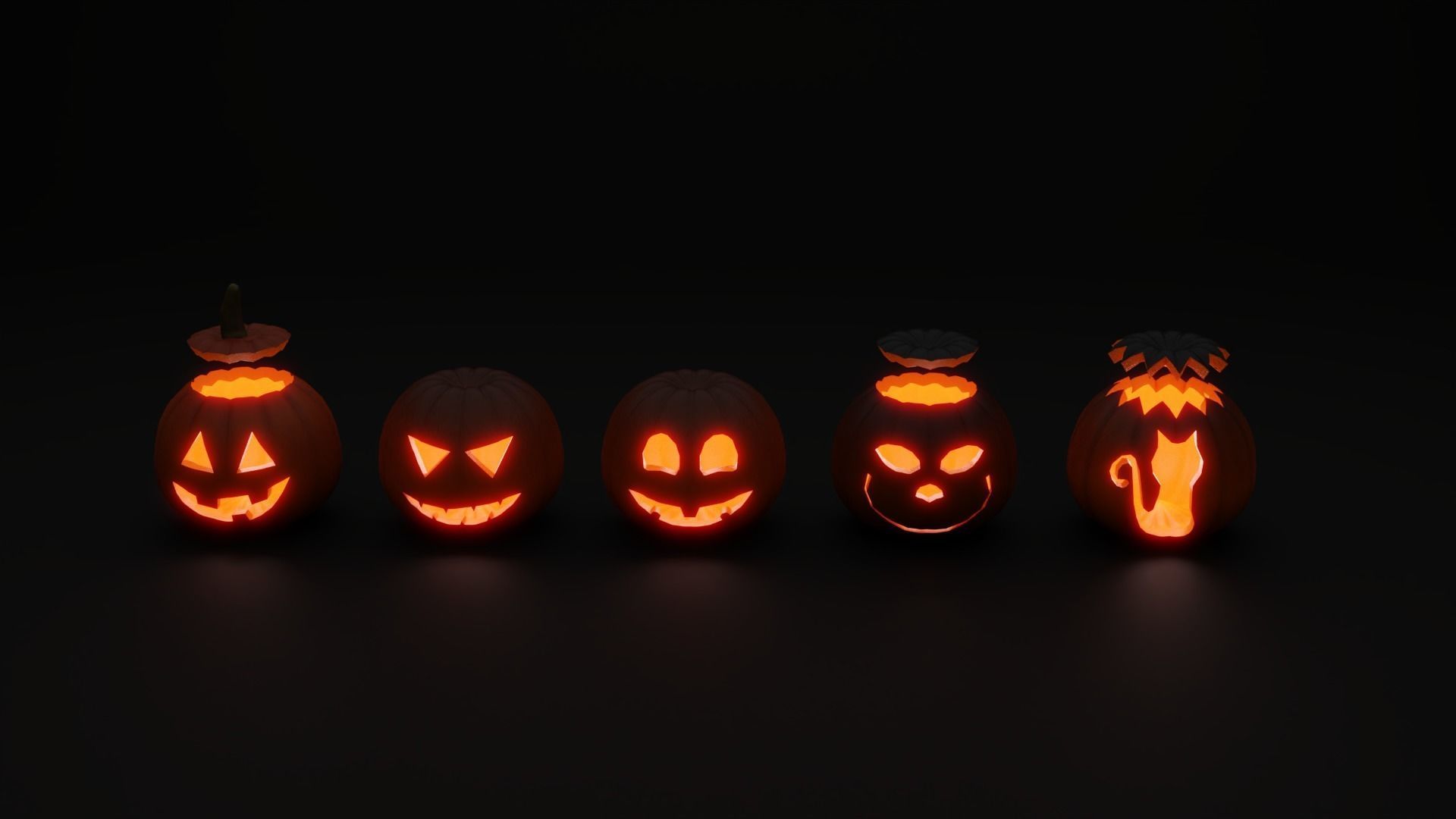 Halloween Pumpkin 3D Low-poly 3D model_2