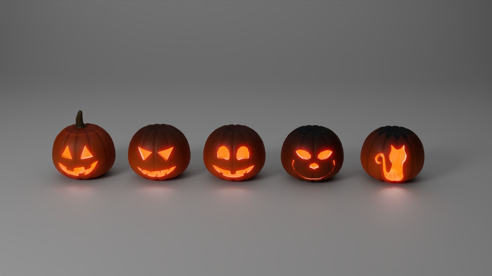 Halloween Pumpkin 3D Low-poly 3D model_1
