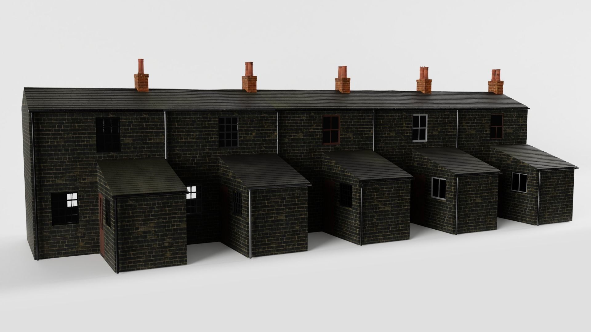 British Row Homes 3D Model Collection_3