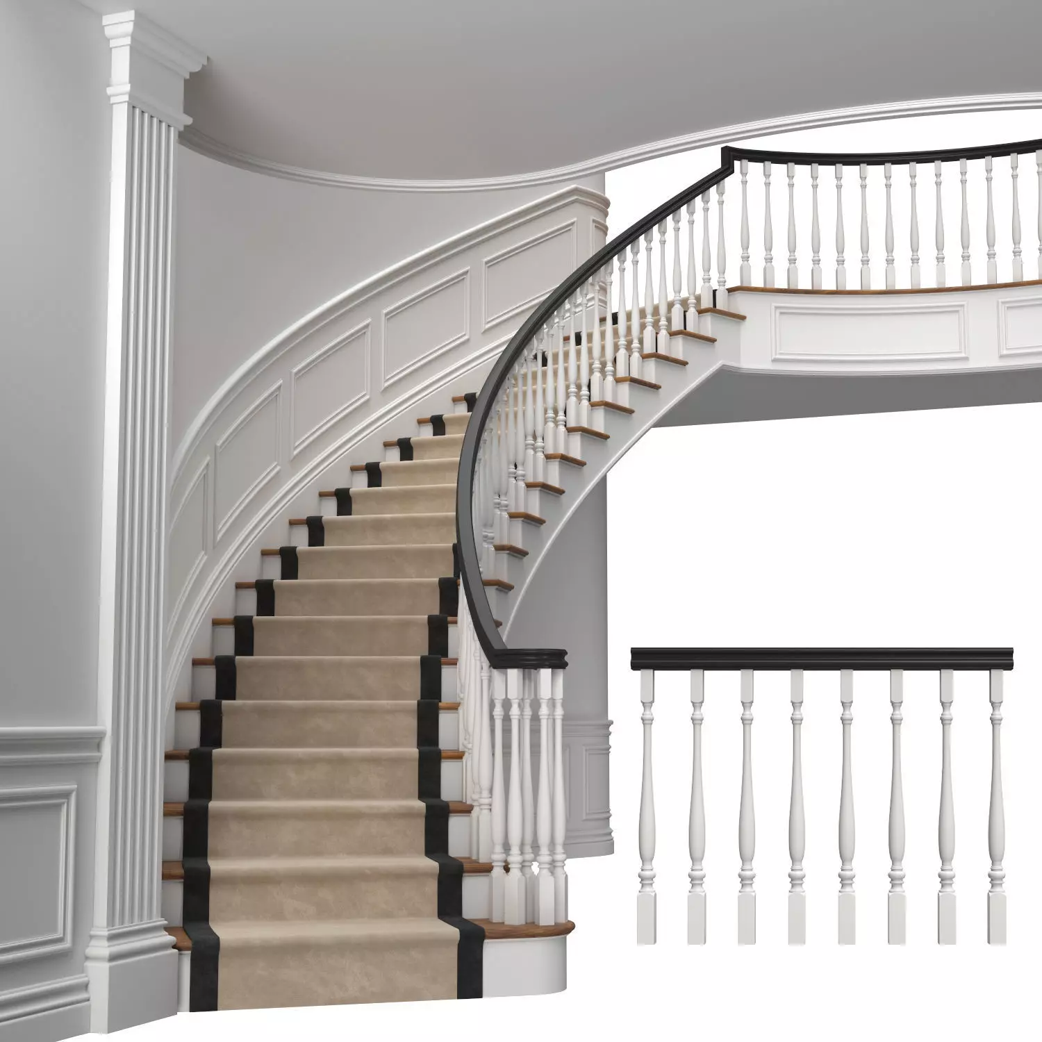 Classic stairs 3 3D model_0