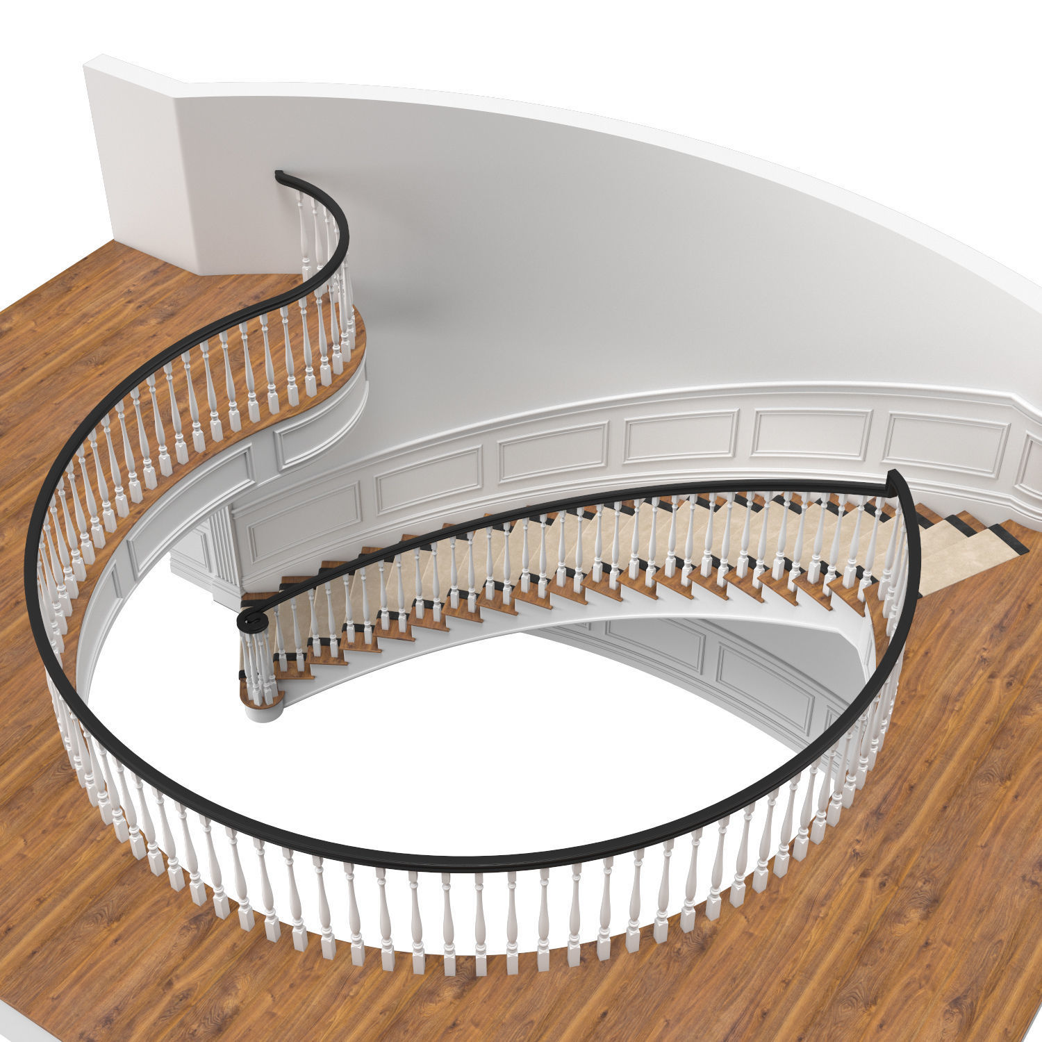 Classic stairs 3 3D model_3