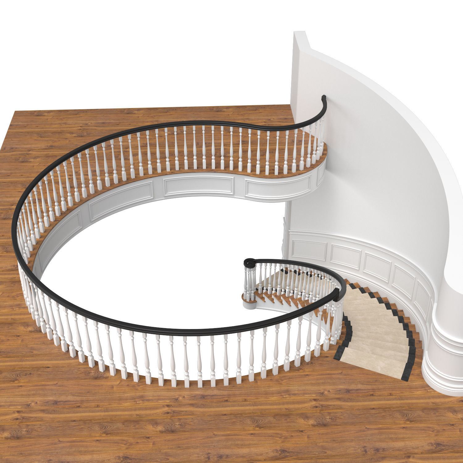 Classic stairs 3 3D model_2